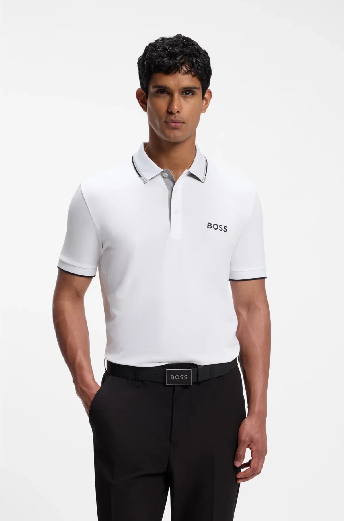 PADDY COTTON-BLEND POLO SHIRT WITH CONTRAST LOGOS