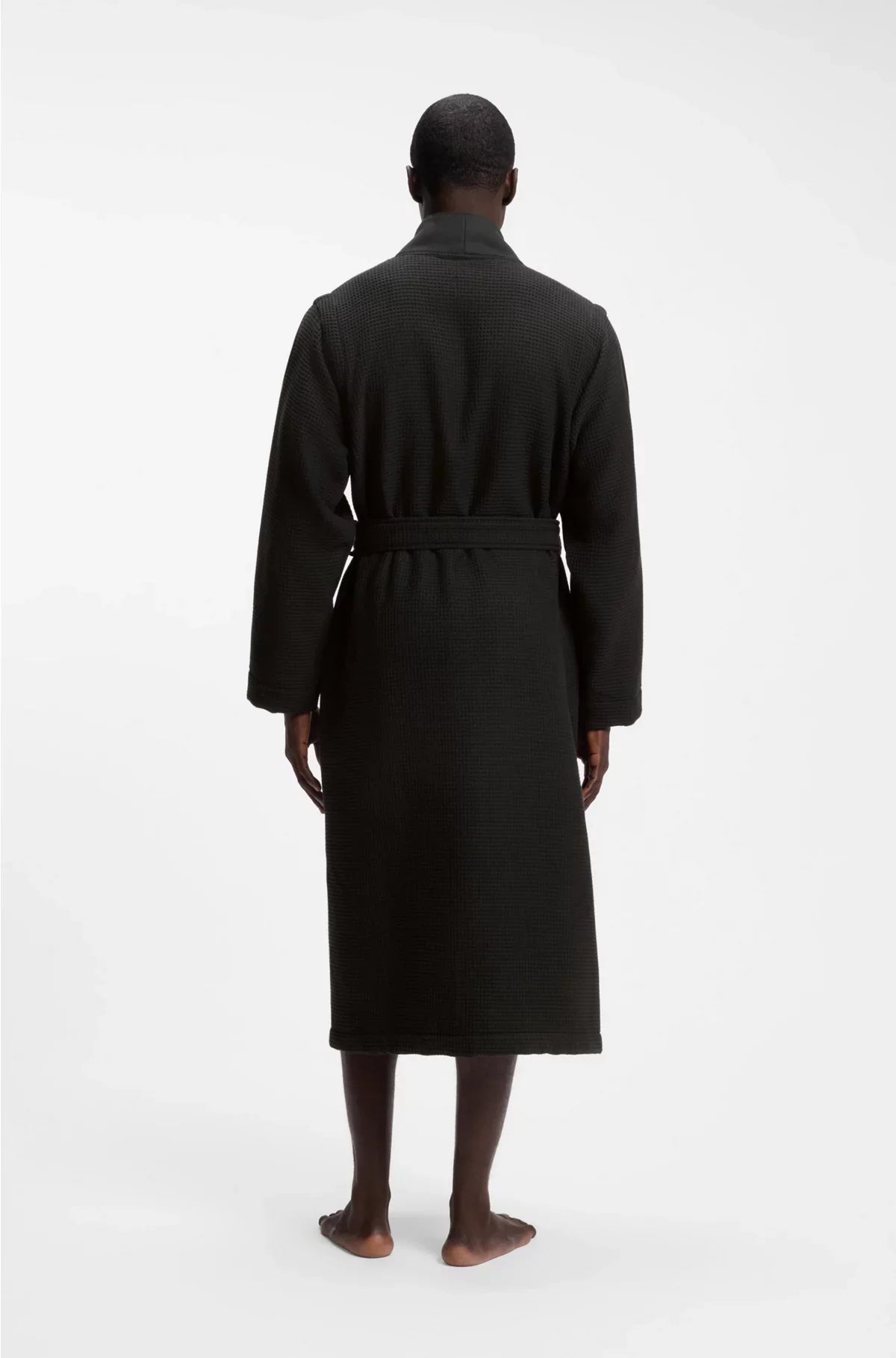 WAFFLE-STRUCTURE DRESSING GOWN WITH EMBROIDERED LOGO