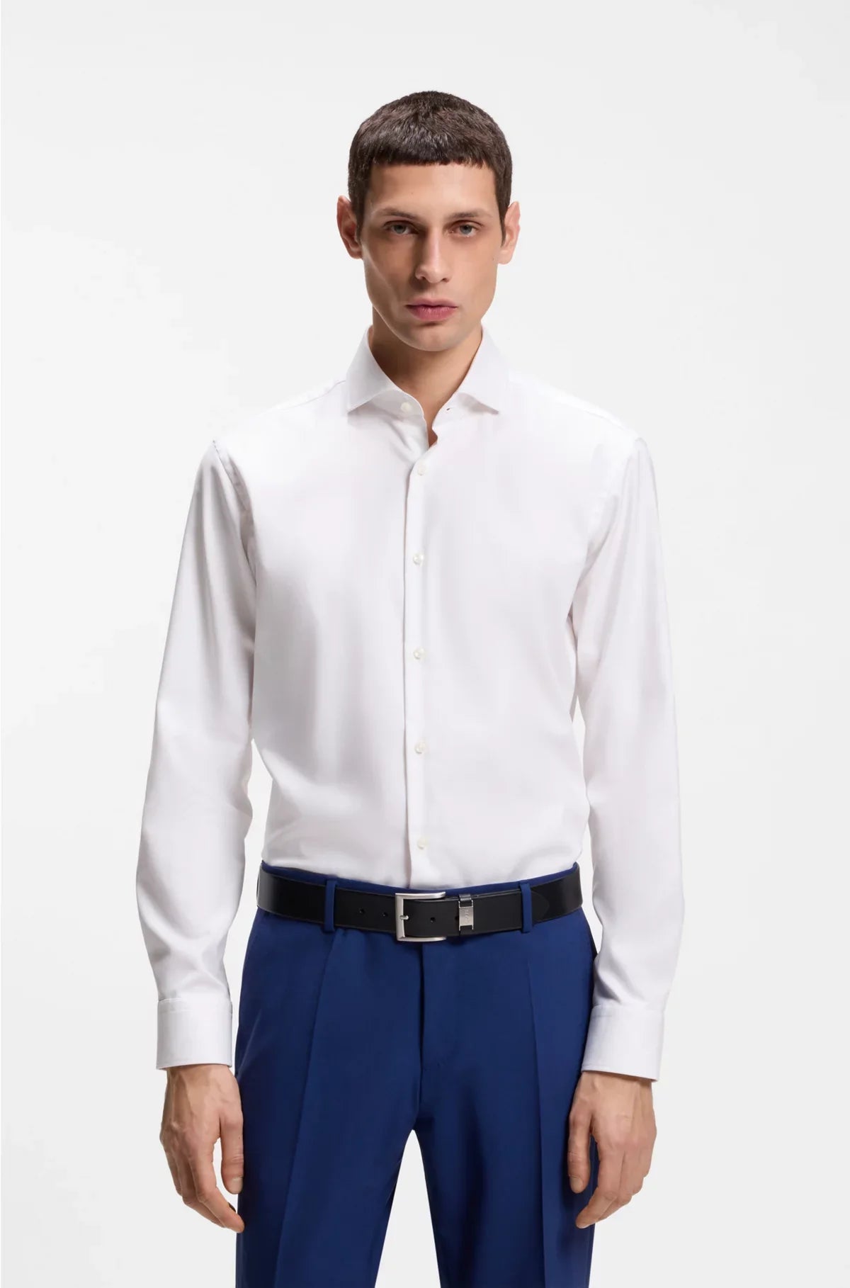 REGULAR-FIT SHIRT IN EASY-IRON STRETCH-COTTON TWILL