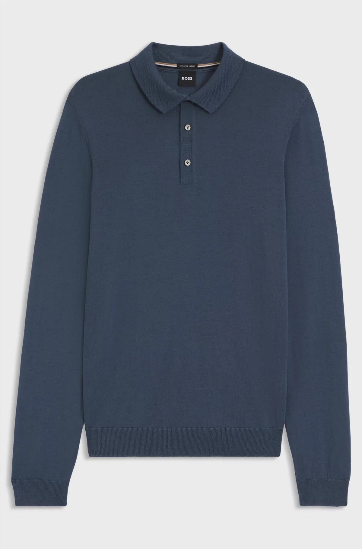 LONG-SLEEVED KNIT POLO SWEATER IN ITALIAN VIRGIN WOOL