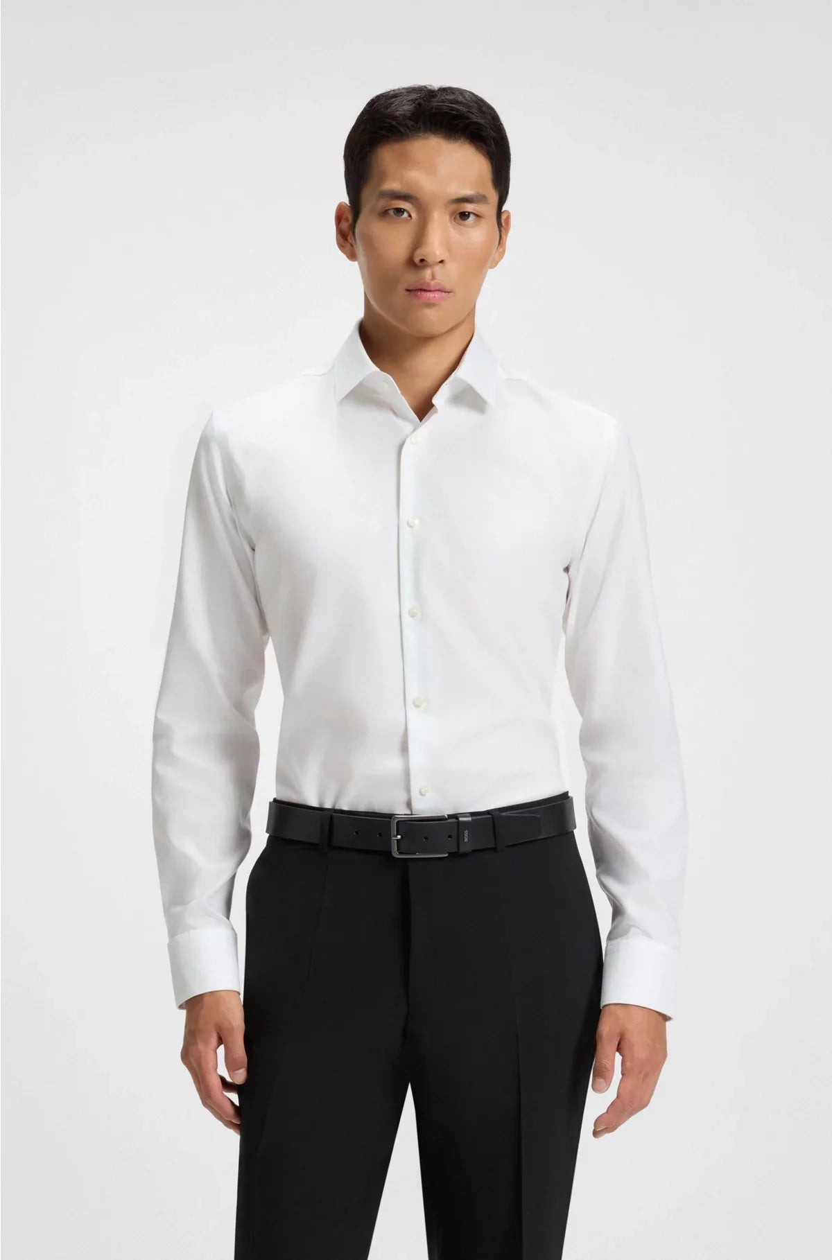 SLIM-FIT SHIRT IN HIGH-PERFORMANCE STRUCTURED COTTON