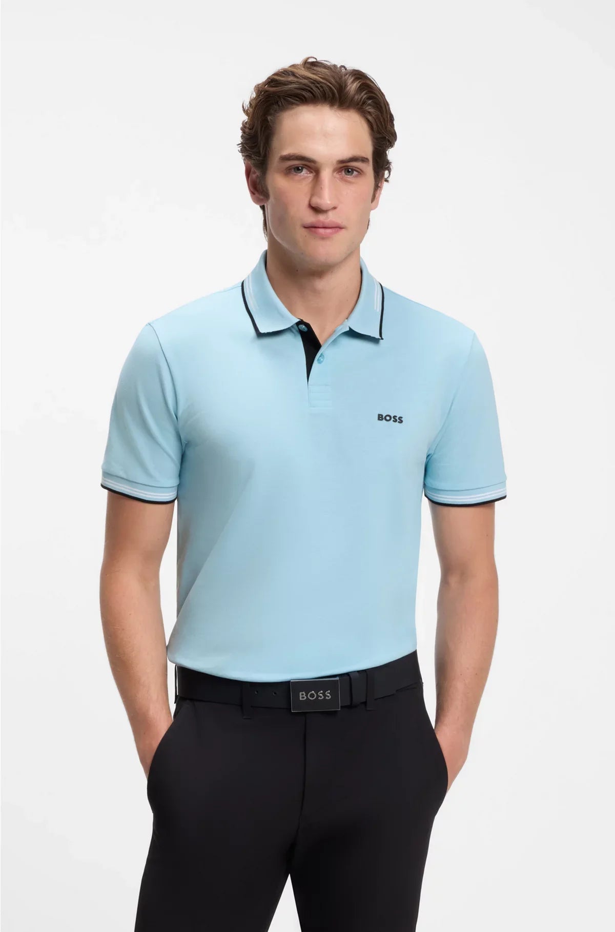 STRETCH-COTTON SLIM-FIT POLO SHIRT WITH BRANDING