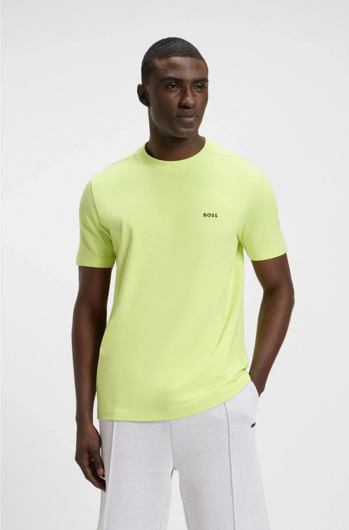 STRETCH-COTTON T-SHIRT WITH CONTRAST LOGO