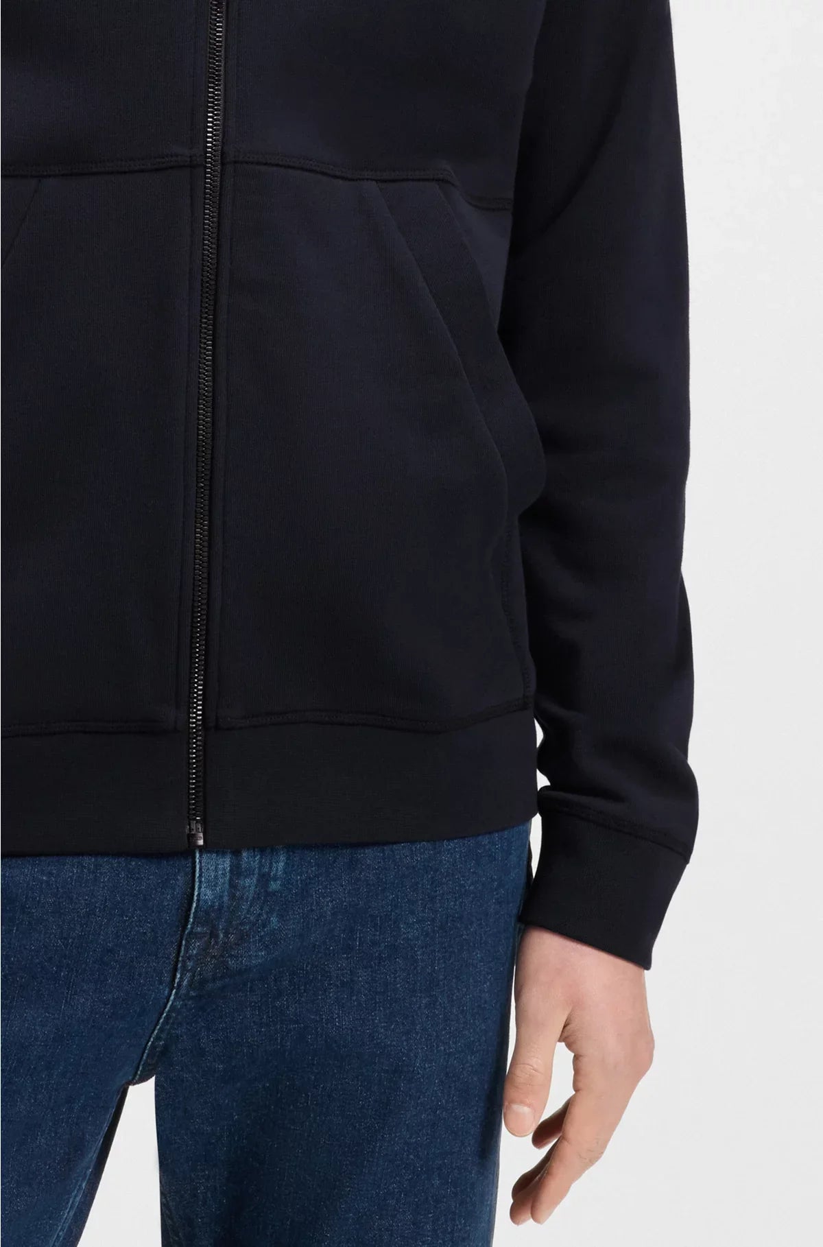 COTTON-TERRY ZIP-UP HOODIE WITH TONAL LOGO PATCH