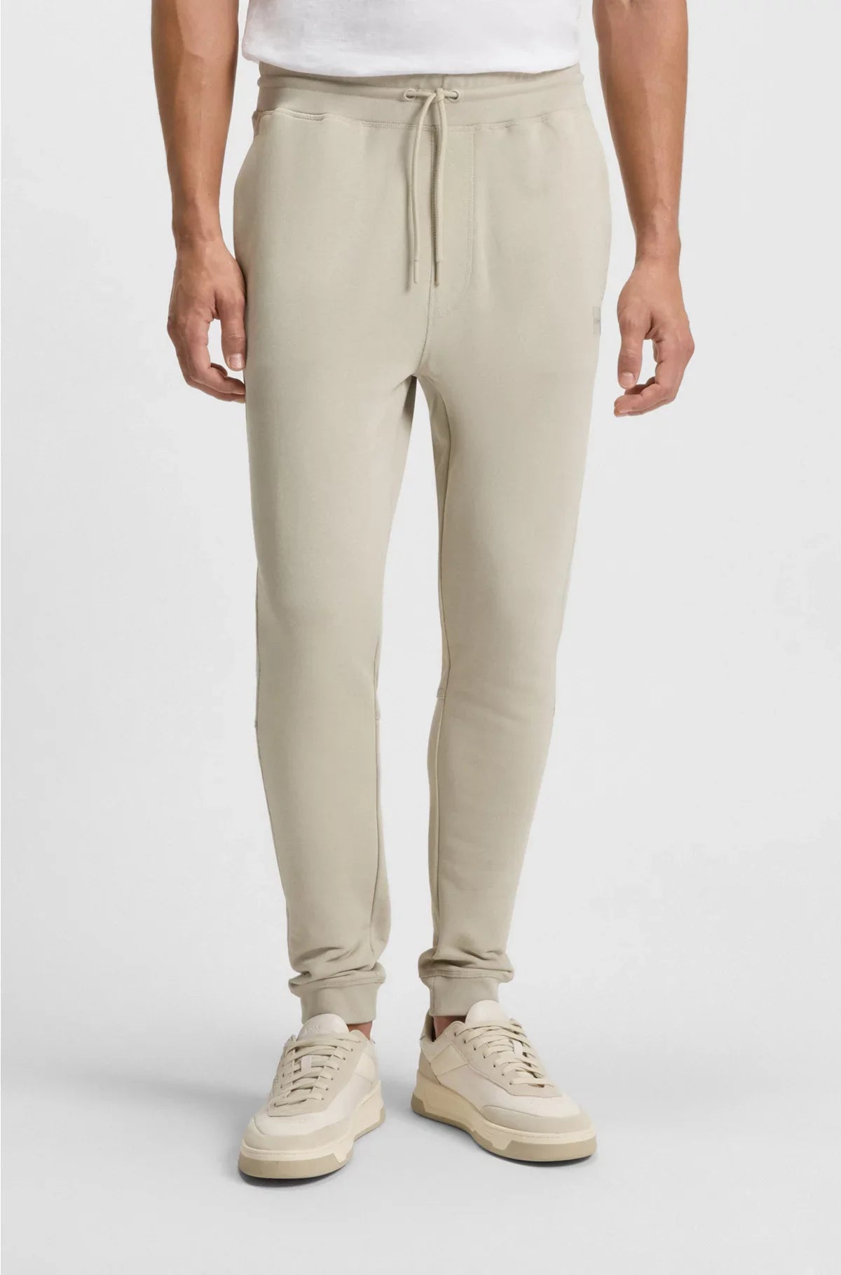 COTTON-TERRY TRACKSUIT BOTTOMS WITH LOGO PATCH