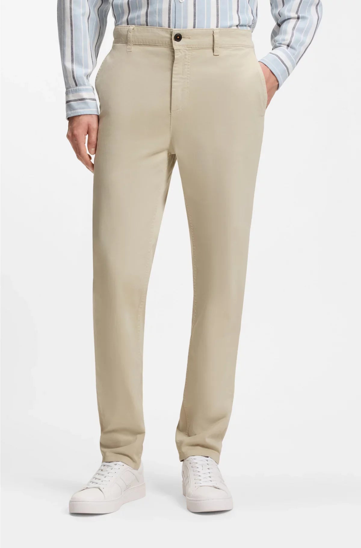 TAPERED-FIT CHINOS IN STRETCH-COTTON SATIN