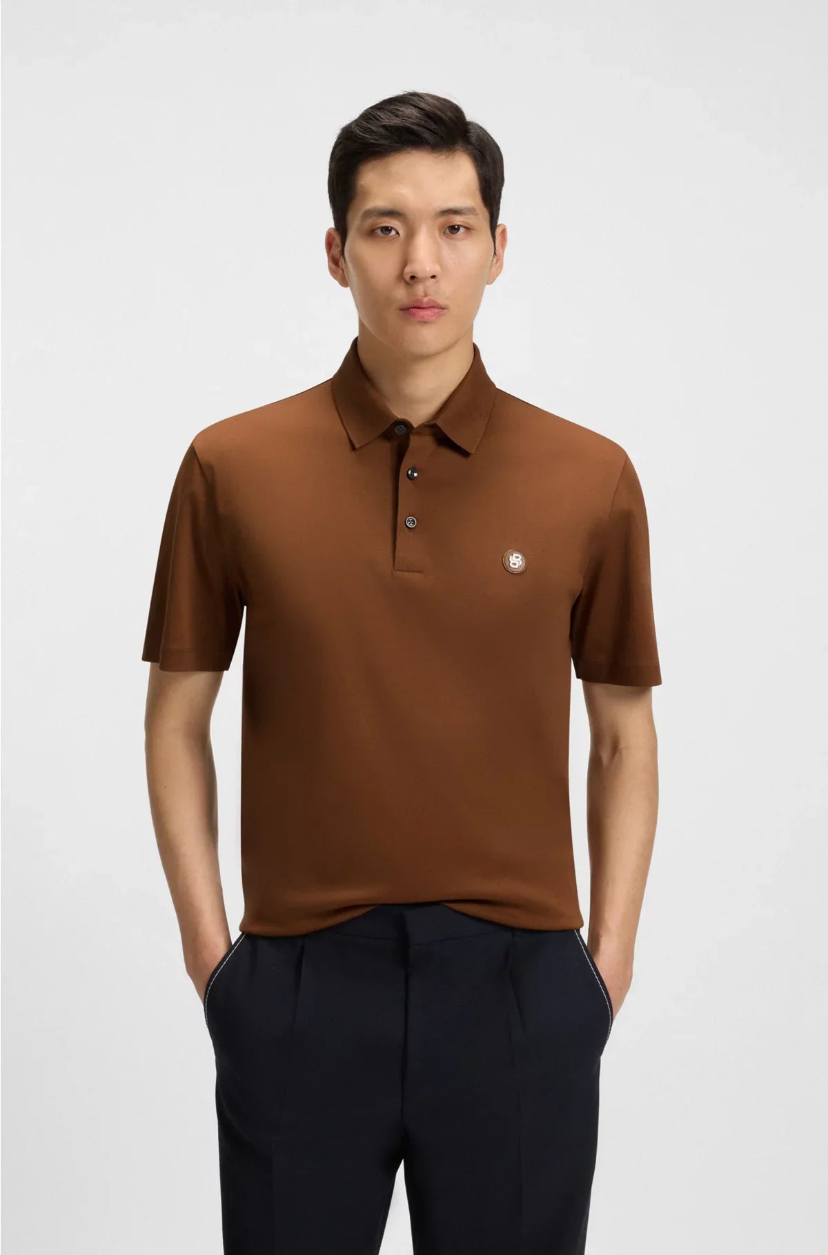 MERCERISED-COTTON POLO SHIRT WITH DOUBLE MONOGRAM
