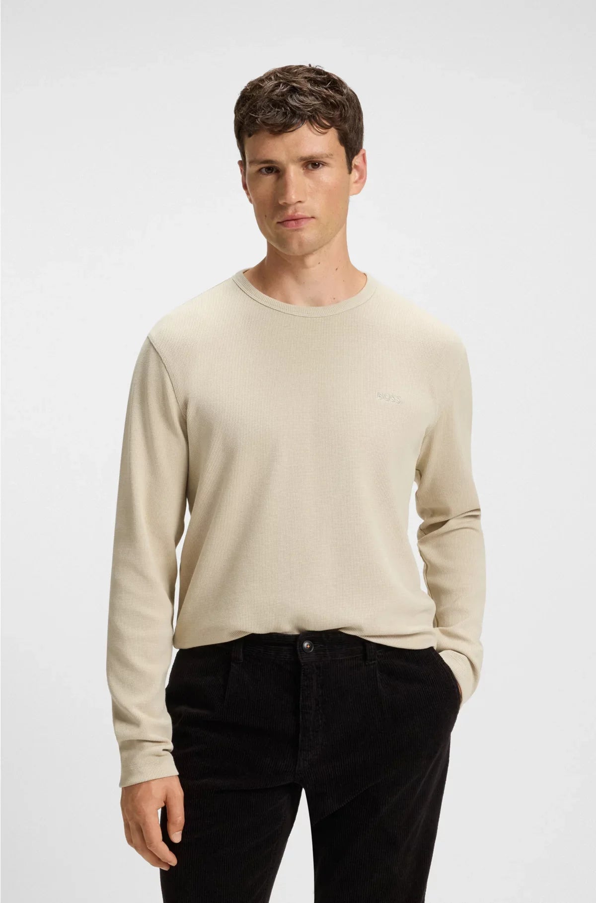 COTTON-BLEND T-SHIRT WITH WAFFLE STRUCTURE