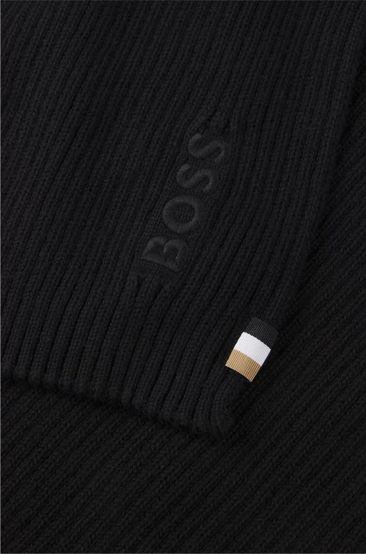 RIBBED SCARF IN A COTTON BLEND WITH LOGO EMBROIDERY