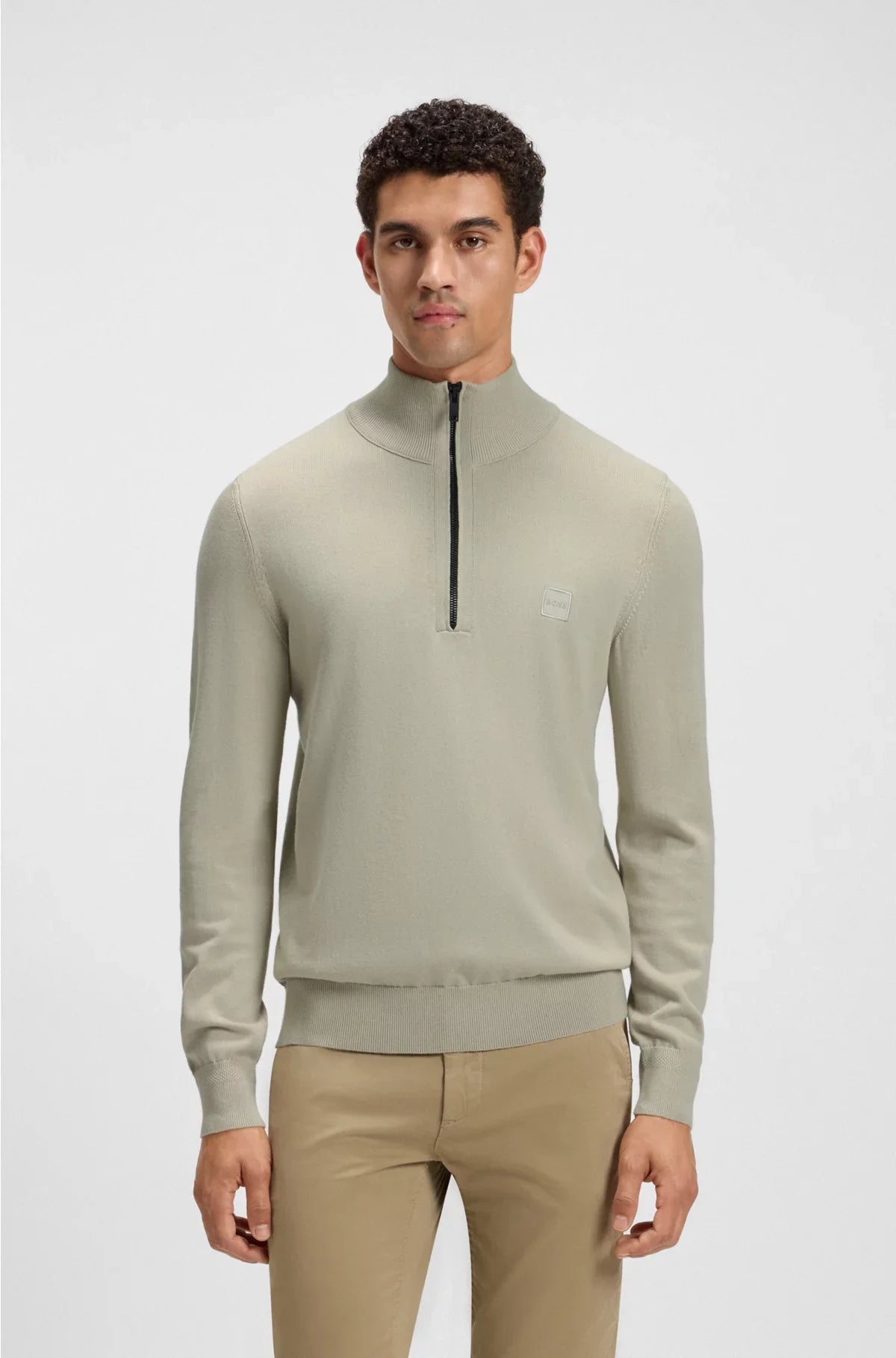 MAGLIONE CON ZIP E PATCH LOGO IN COTONE E CASHMERE