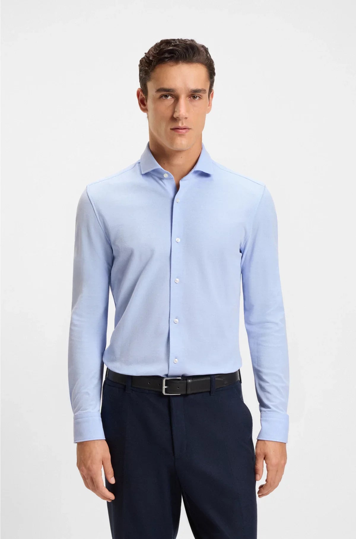 SLIM-FIT SHIRT IN COTTON-PIQUE JERSEY