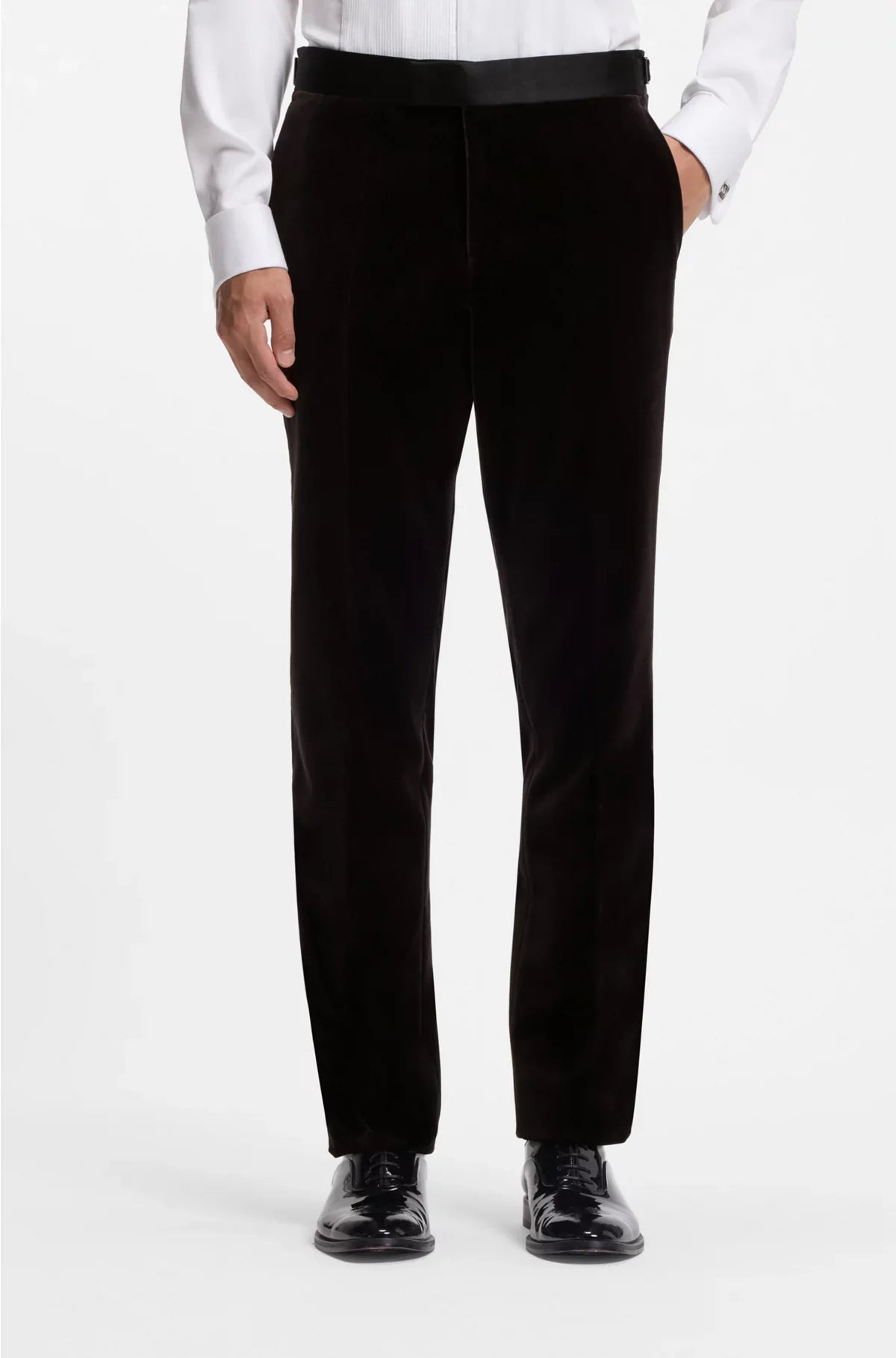 SLIM-FIT TUXEDO TROUSERS IN COTTON VELVET