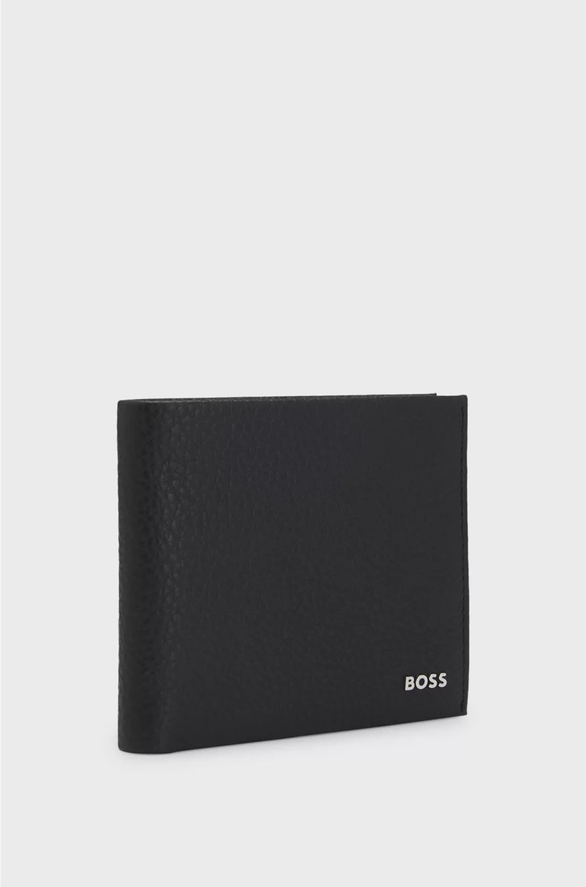 GRAINED-LEATHER BILLFOLD WALLET WITH METAL LOGO