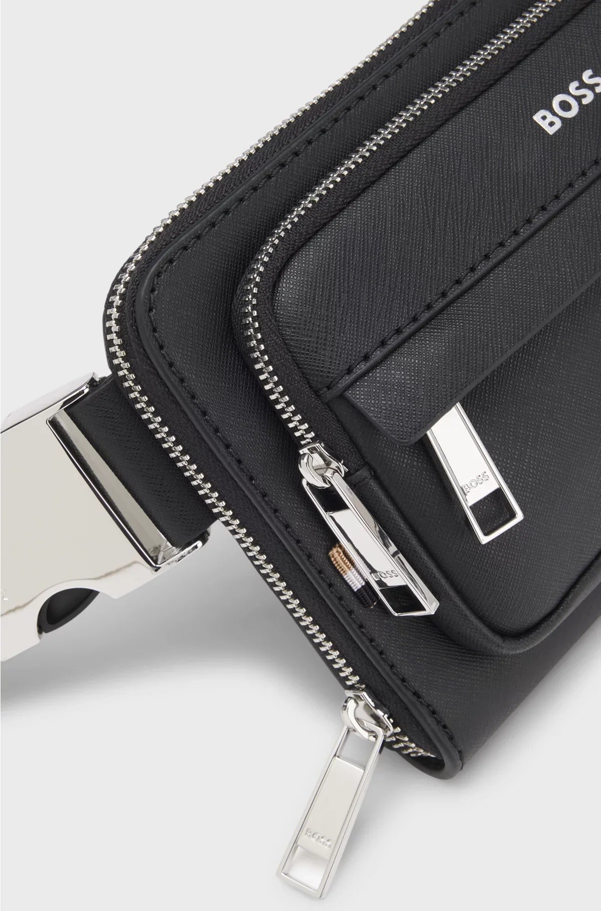 STRUCTURED CROSSBODY BAG WITH BRANDED TRIMS