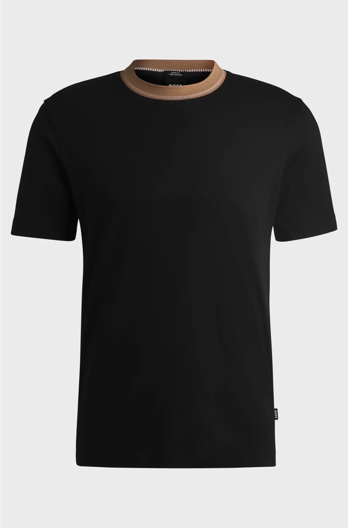 MERCERISED-COTTON SLIM-FIT T-SHIRT WITH COLLAR STRIPE