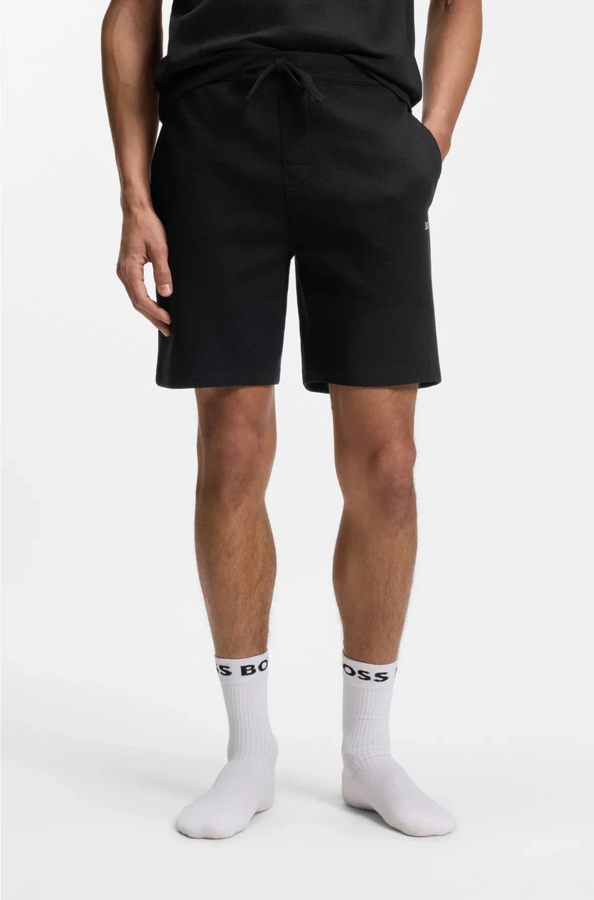 COTTON-BLEND PYJAMA SHORTS WITH EMBROIDERED LOGO