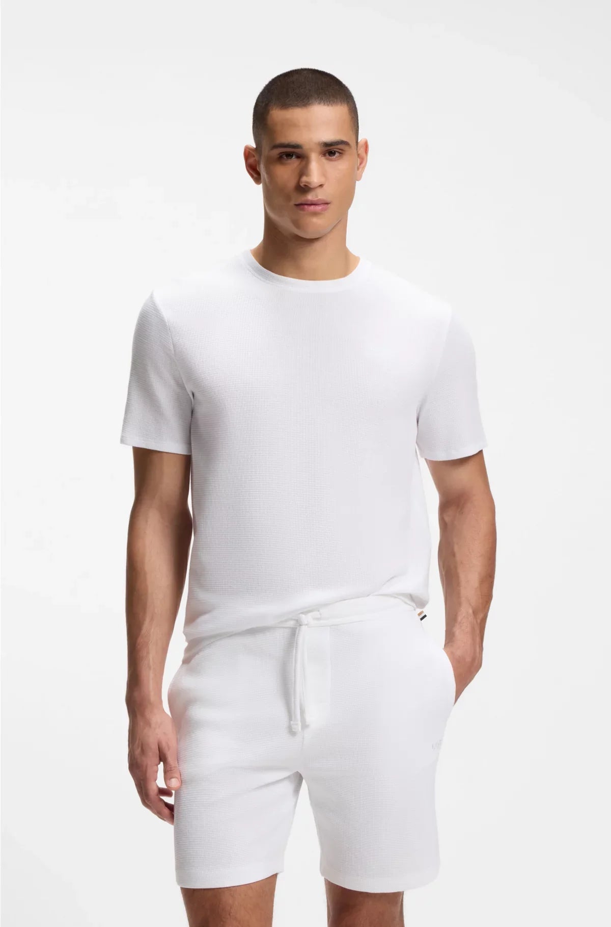 COTTON-BLEND PYJAMA T-SHIRT WITH EMBROIDERED LOGO