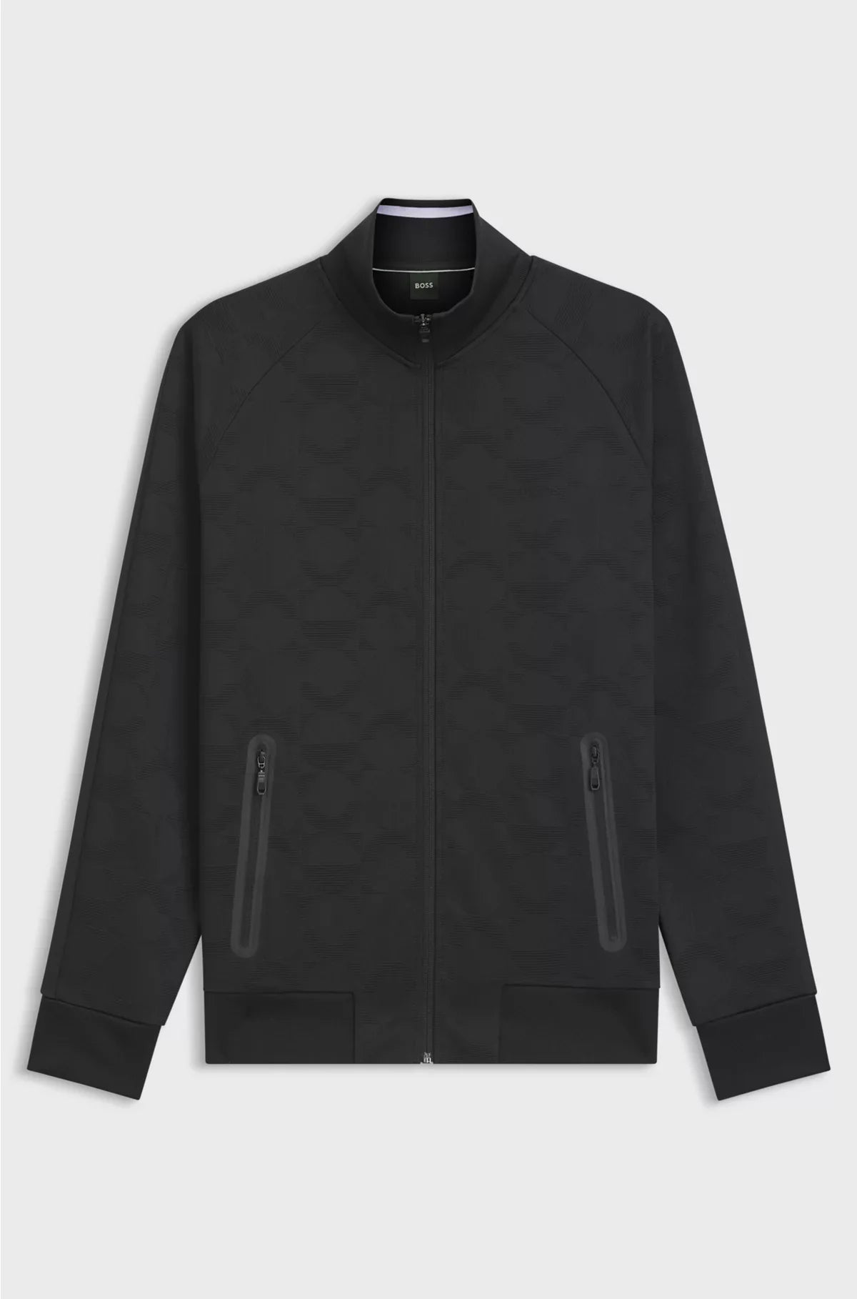 CIRCLE-JACQUARD ZIP-UP SWEATSHIRT WITH SIDE STRIPES