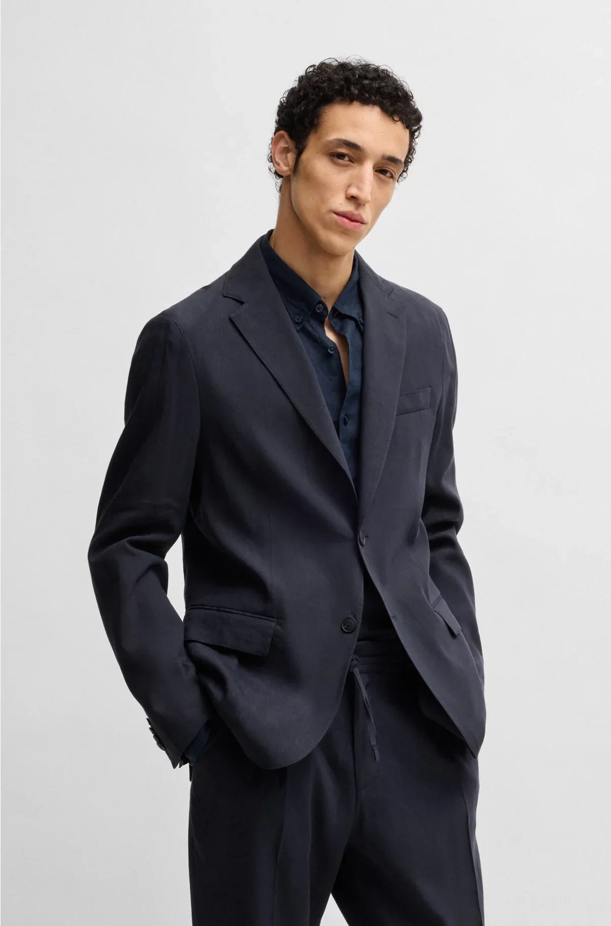Giacca da abito modern fit, lavabile in lavatrice, in misto lino stretch