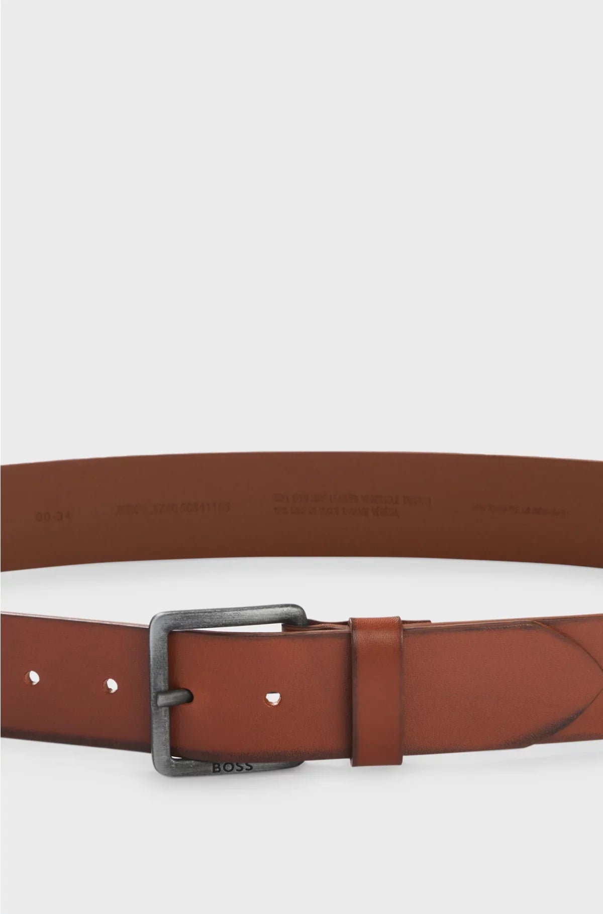 LEATHER BELT WITH LOGO BUCKLE