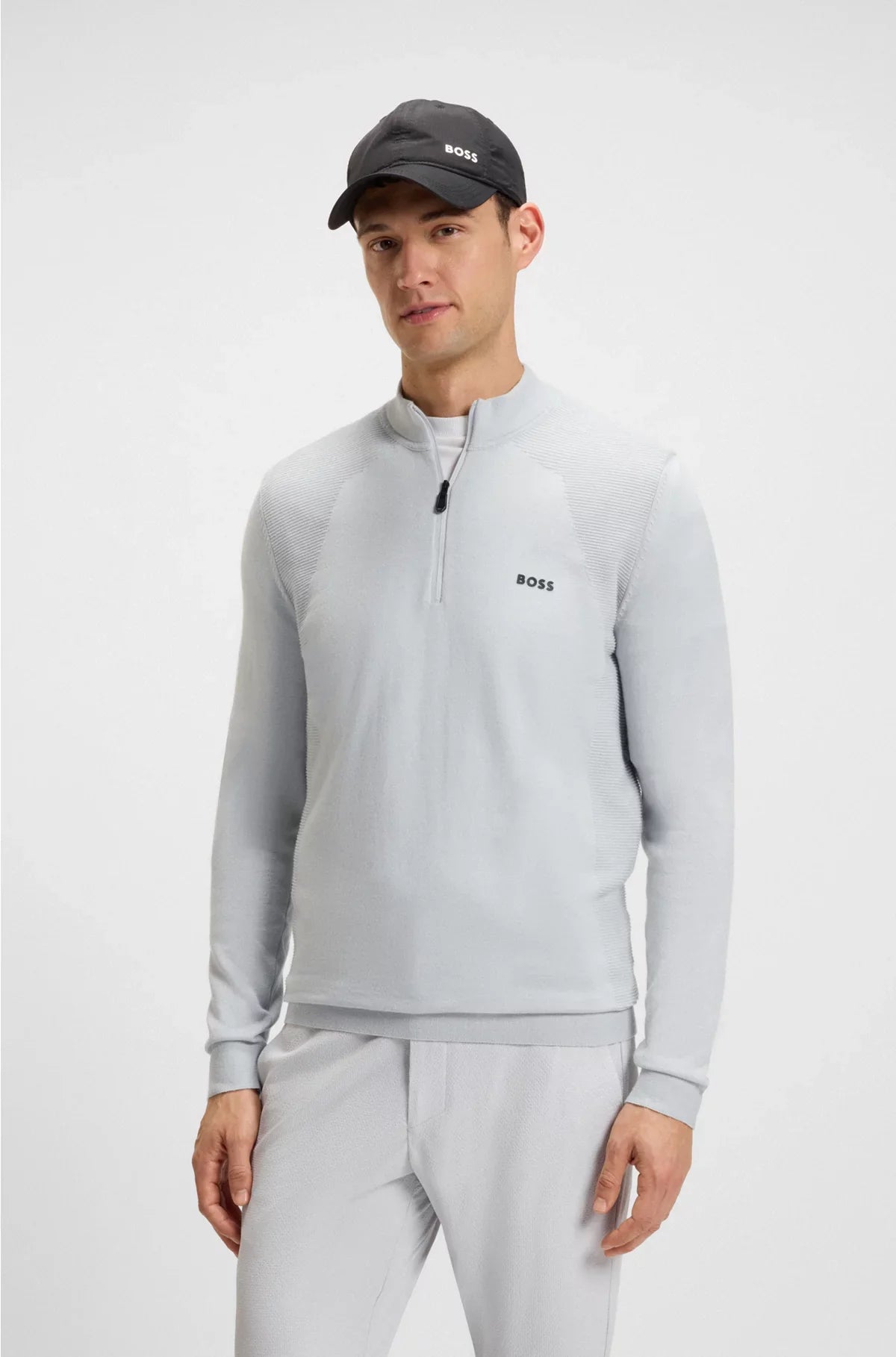 MAGLIONE IN MISTO COTONE CON CERNIERA CORTA E BODY MAPPING
