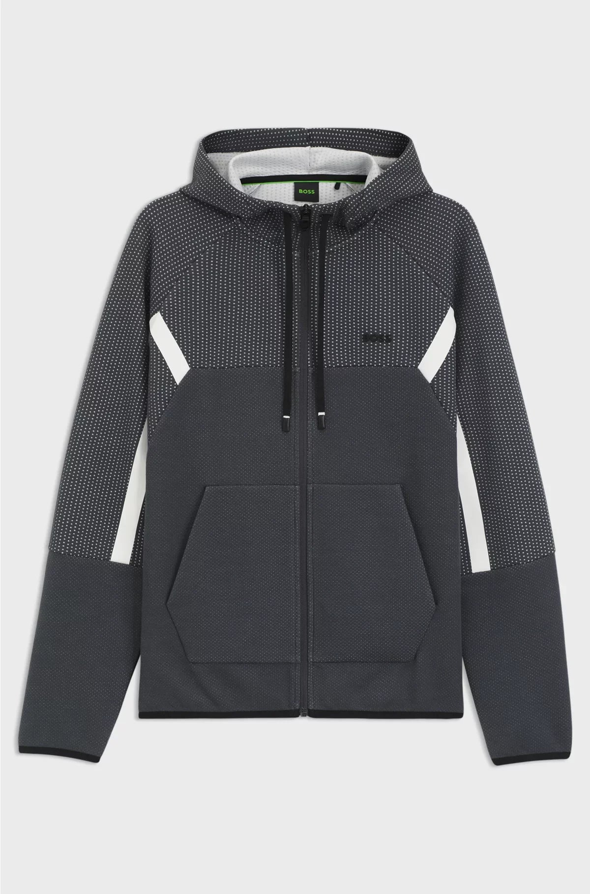 REGULAR-FIT ZIP-UP HOODIE IN QUILTED JACQUARD