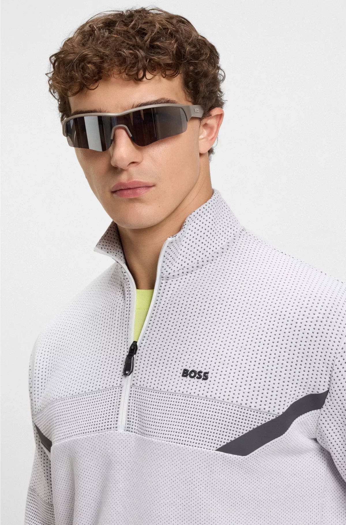 RELAXED-FIT ZIP-NECK SWEATSHIRT WITH QUILTED JACQUARD