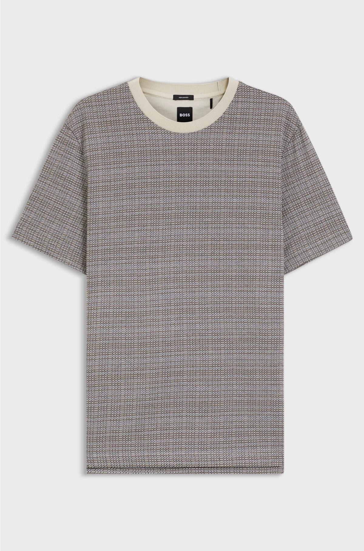 MERCERISED-COTTON T-SHIRT WITH GRID PATTERN