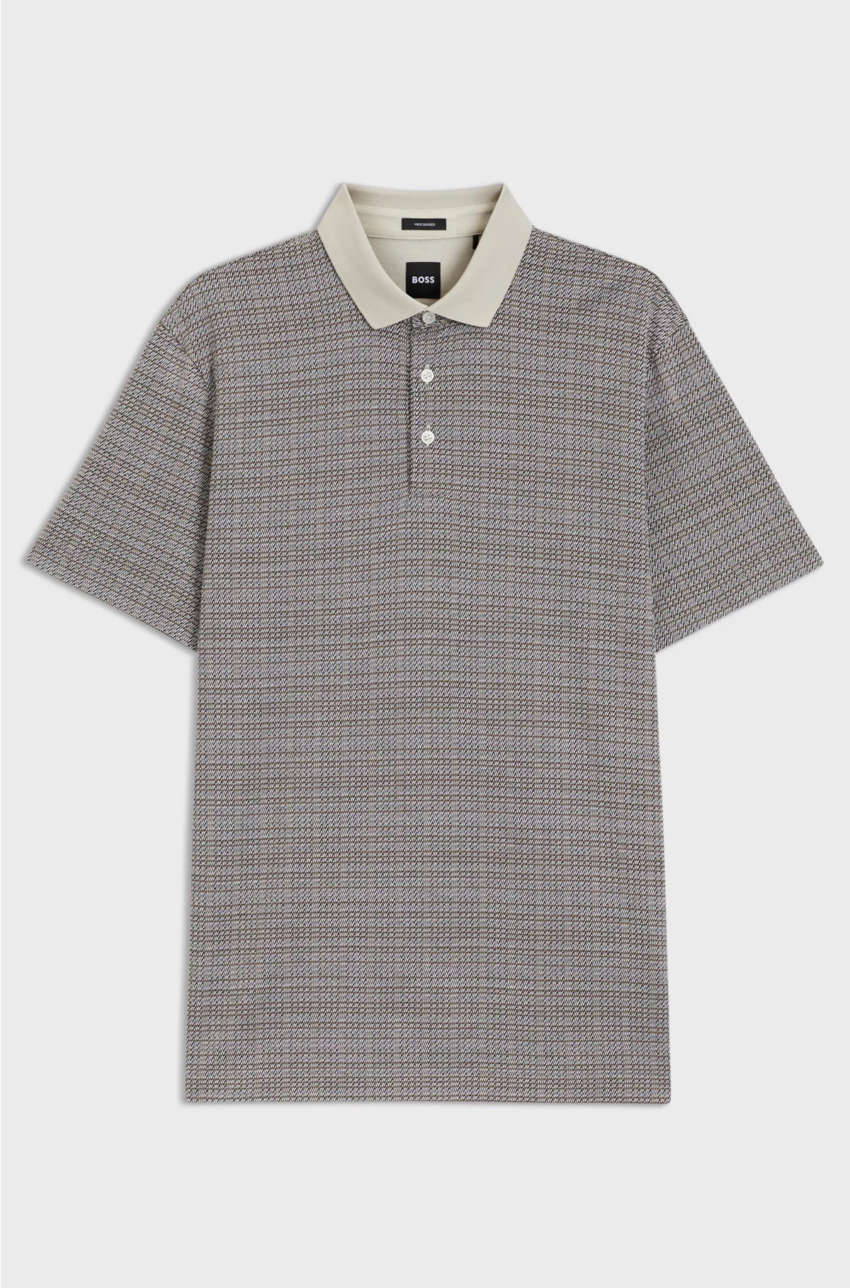 MERCERISED-COTTON POLO SHIRT WITH GRID PATTERN