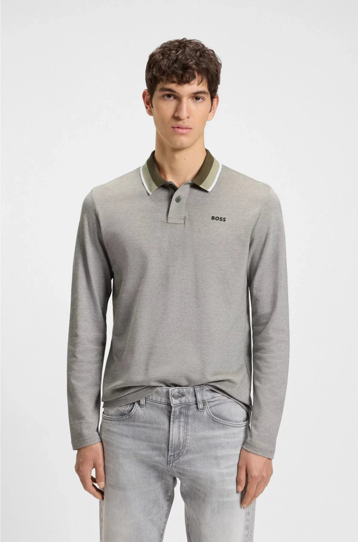 POLO SHIRT IN COTTON PIQUE WITH STRIPED COLLAR