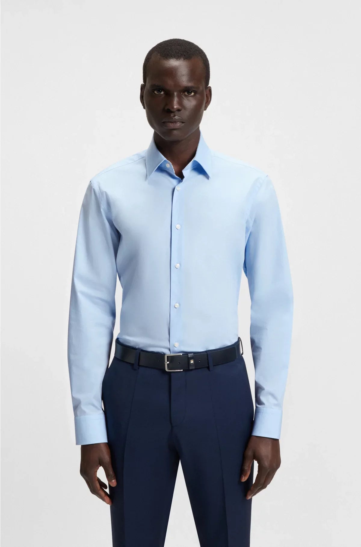 REGULAR-FIT SHIRT IN EASY-IRON STRETCH-COTTON POPLIN
