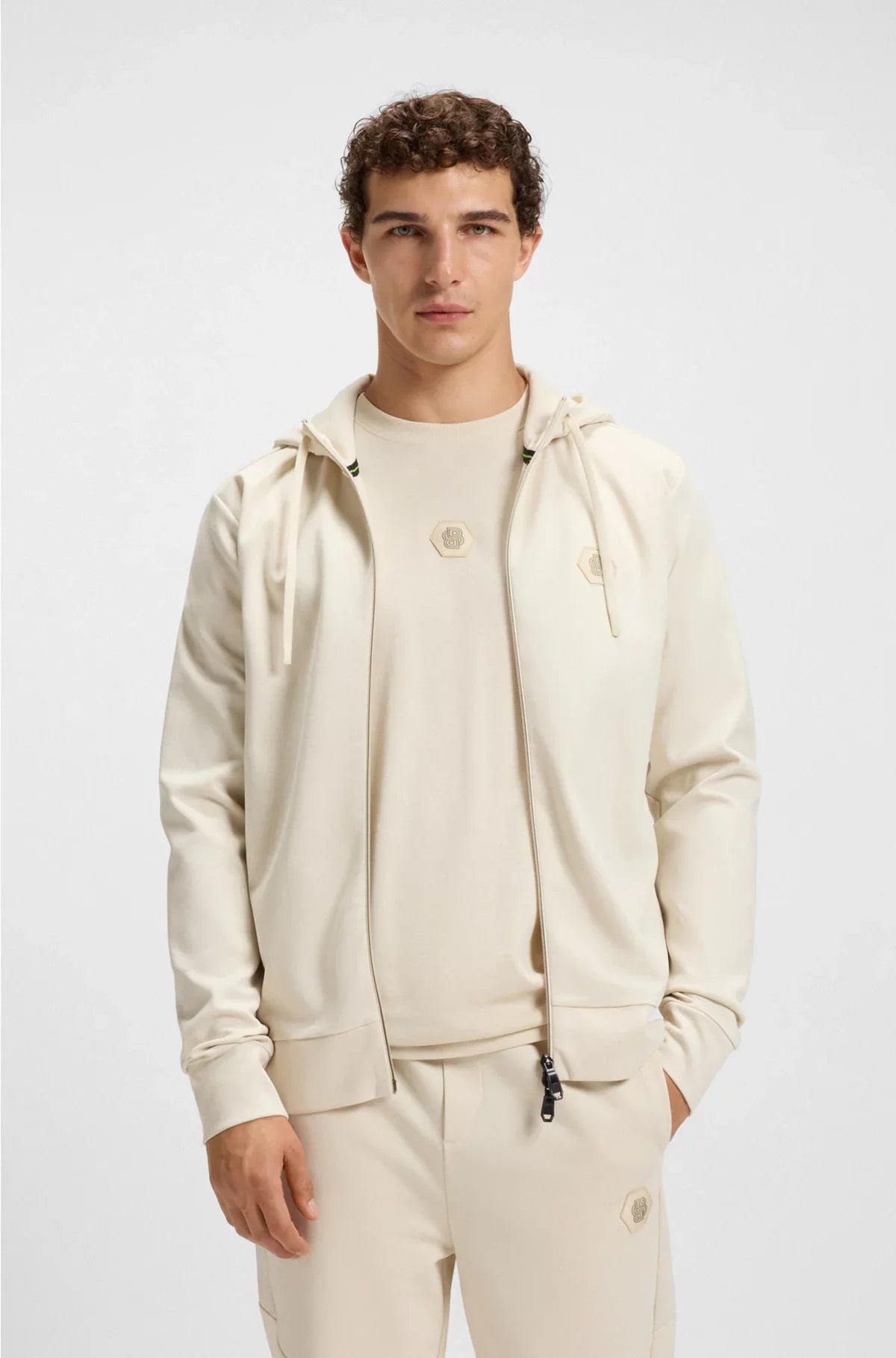 RELAXED-FIT COTTON-BLEND HOODIE WITH DOUBLE B MONOGRAM