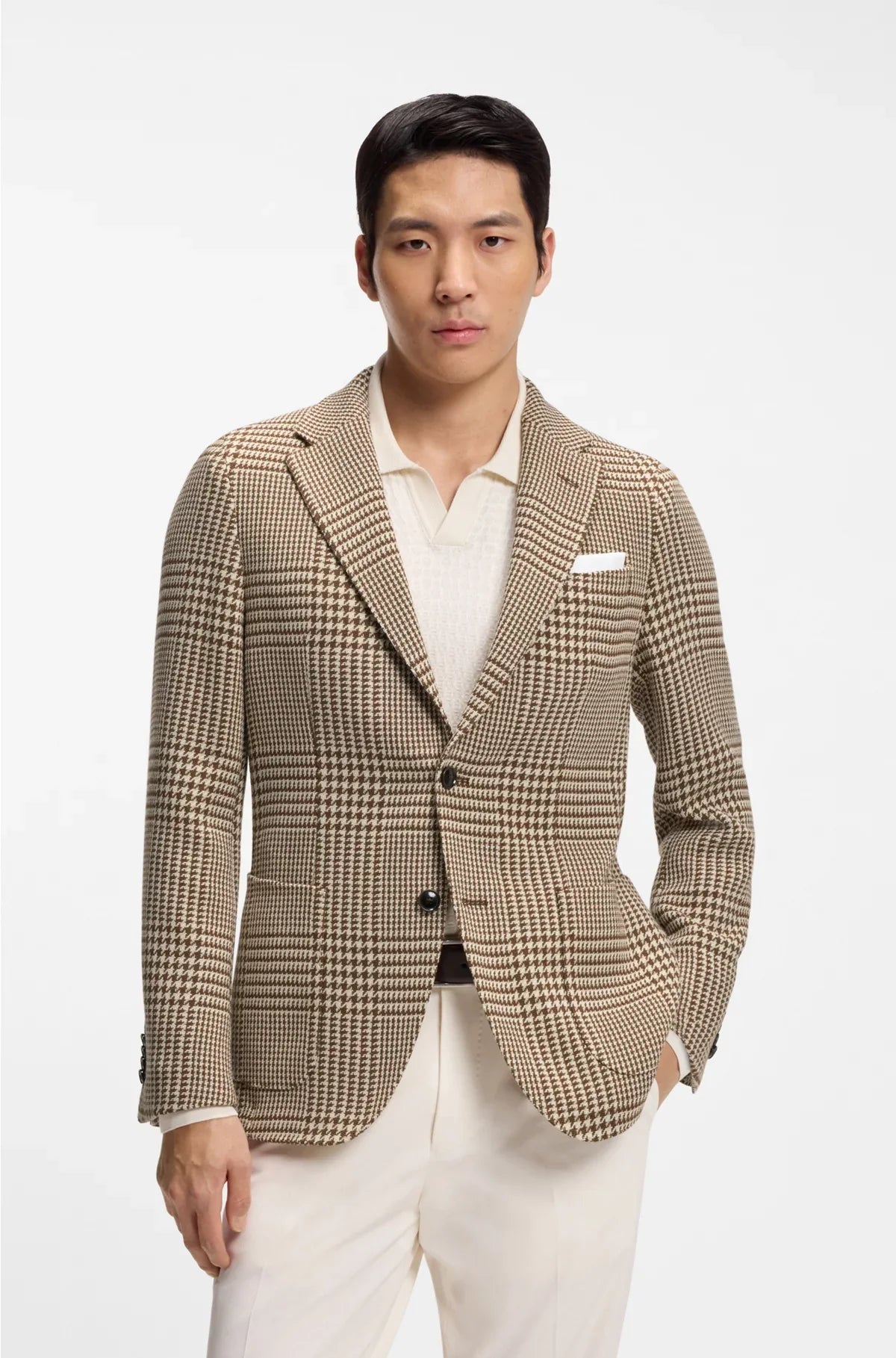 SLIM-FIT BLAZER IN CHECKED VIRGIN WOOL