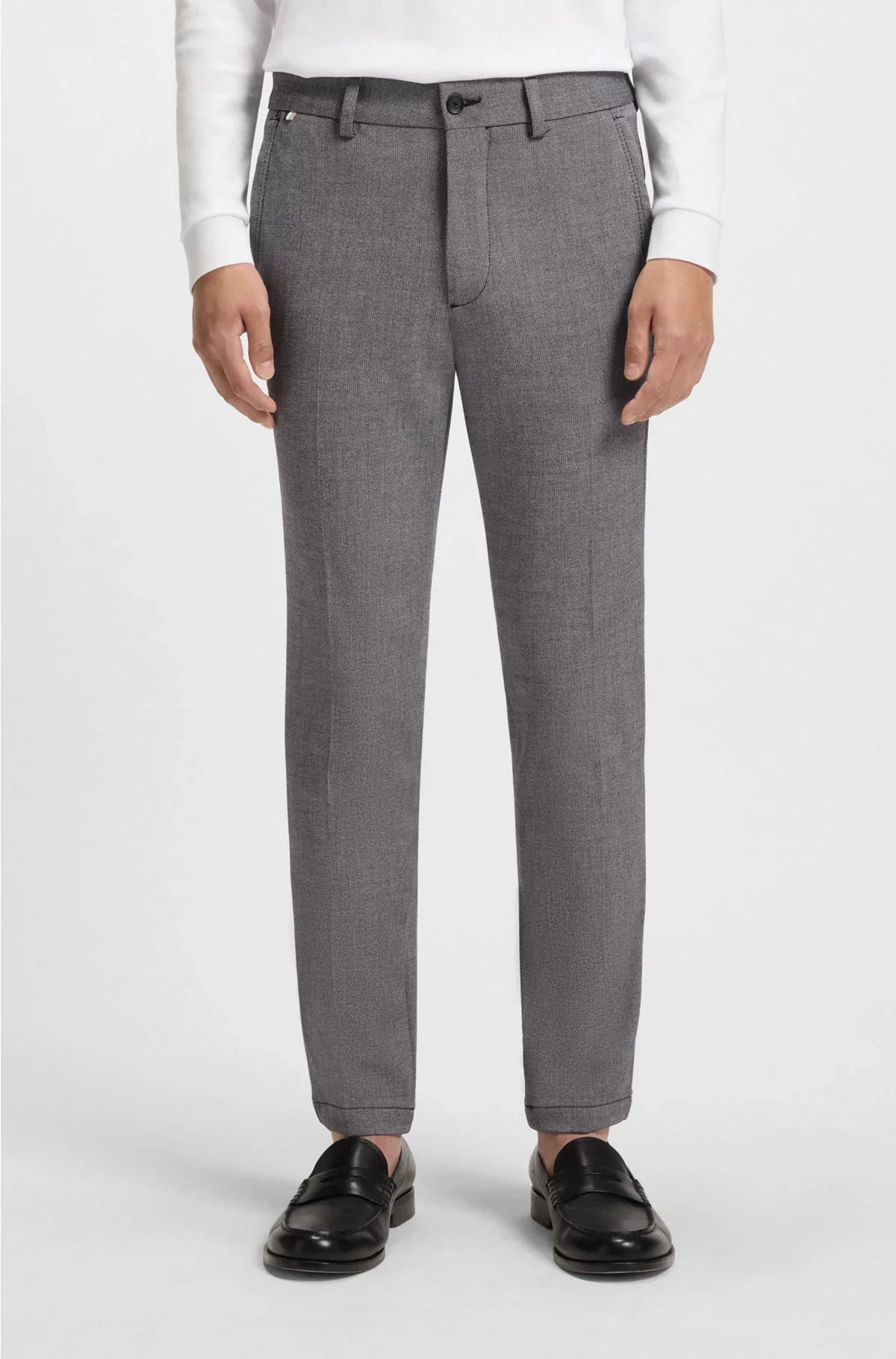 SLIM-FIT TROUSERS IN MELANGE STRETCH FABRIC