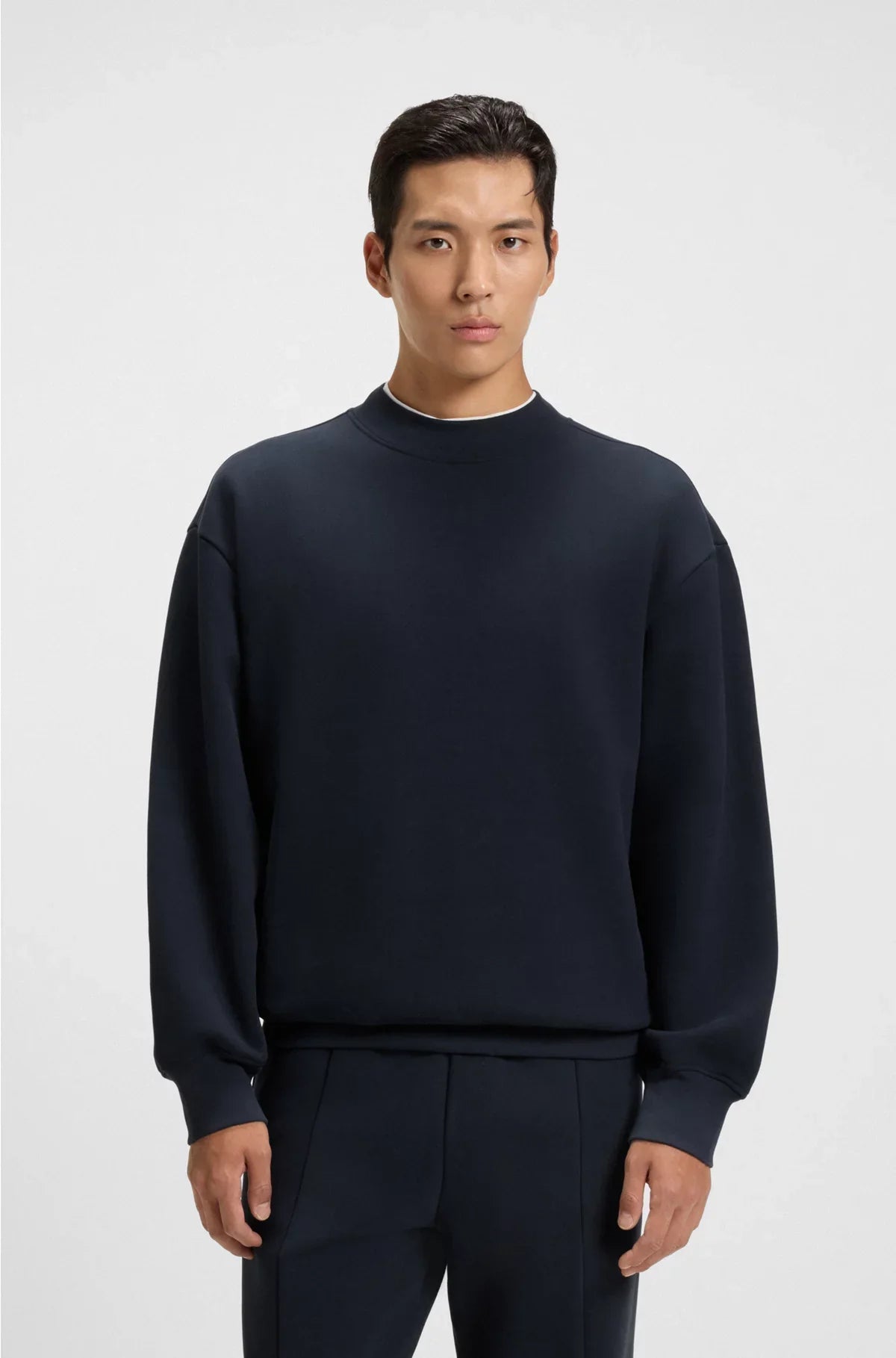 PEACHED-COTTON SWEATSHIRT WITH CONTRAST TRIMS