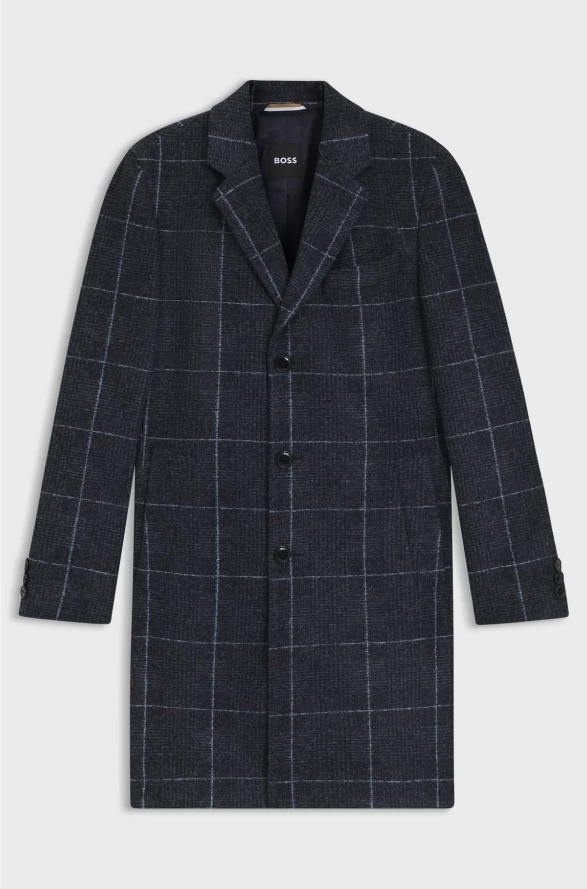 Cappotto slim fit a quadri in tinta unita