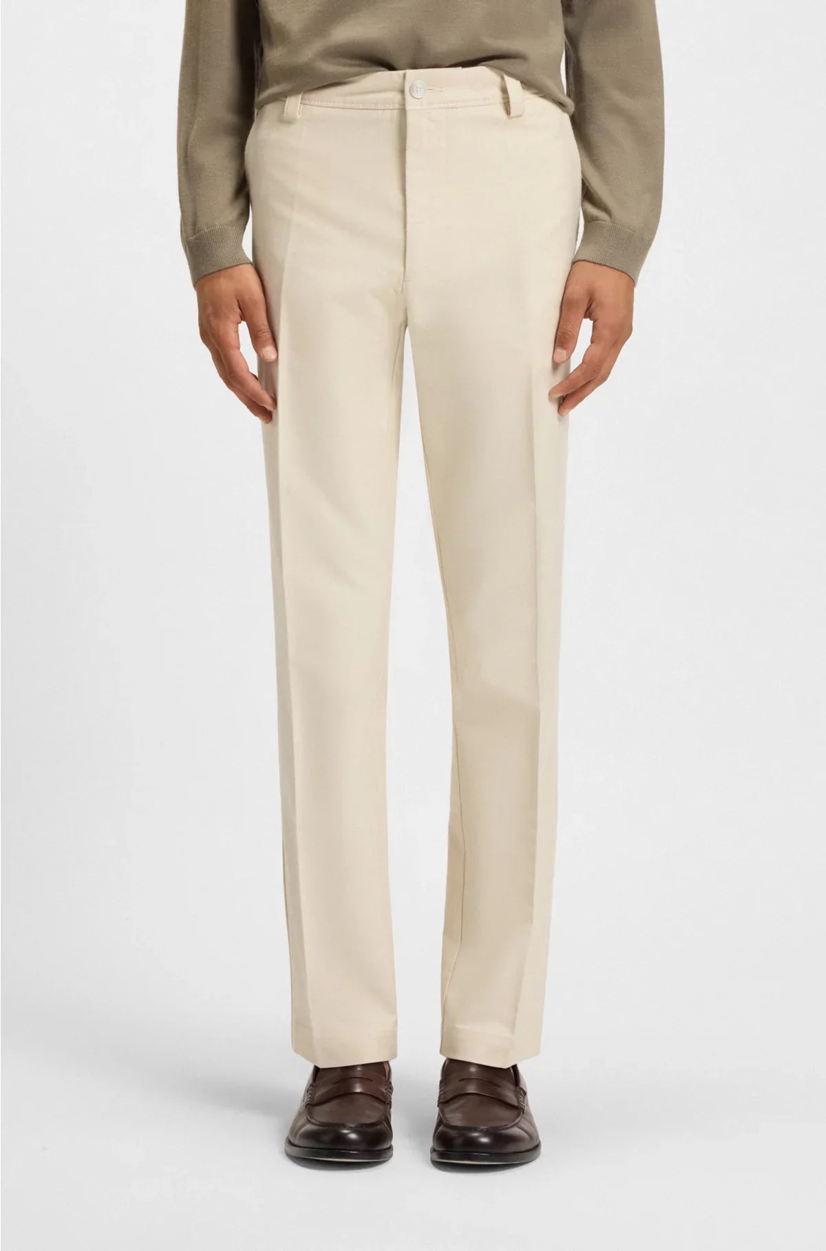 STRAIGHT-FIT TROUSERS IN COTTON-BLEND TWILL