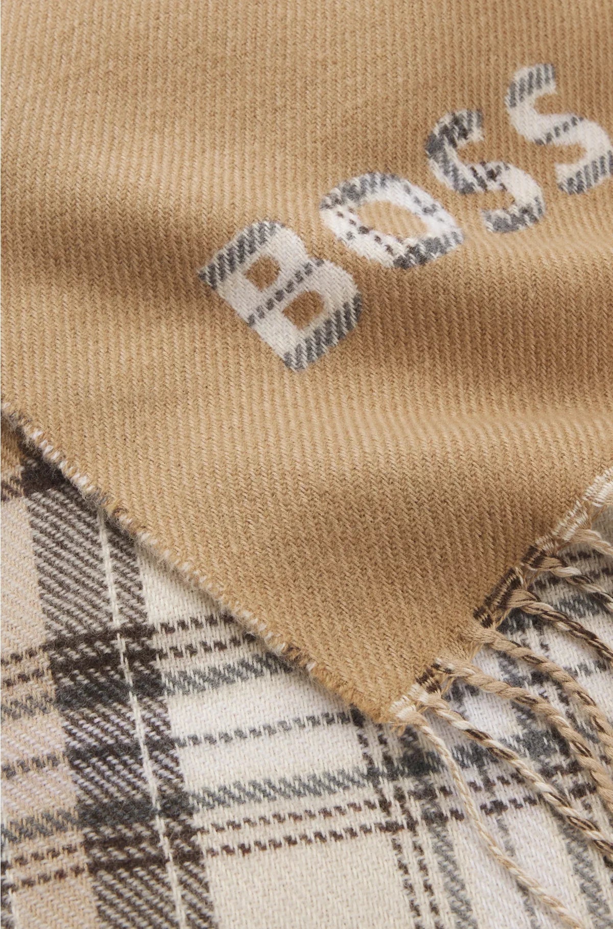 ITALIAN-MADE SCARF WITH CHECKED AND PLAIN DESIGN