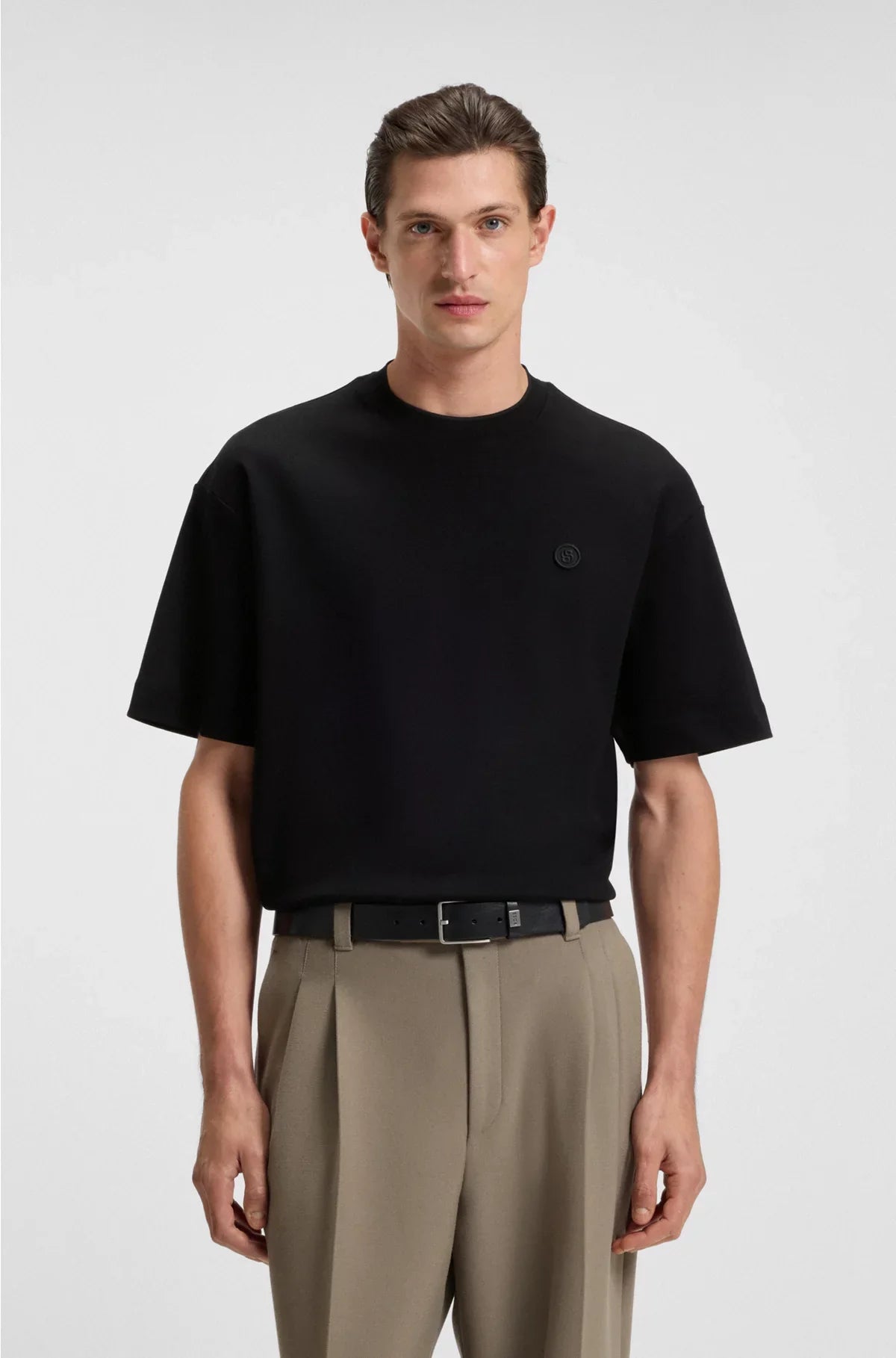 MERCERISED-COTTON T-SHIRT WITH DOUBLE B MONOGRAM