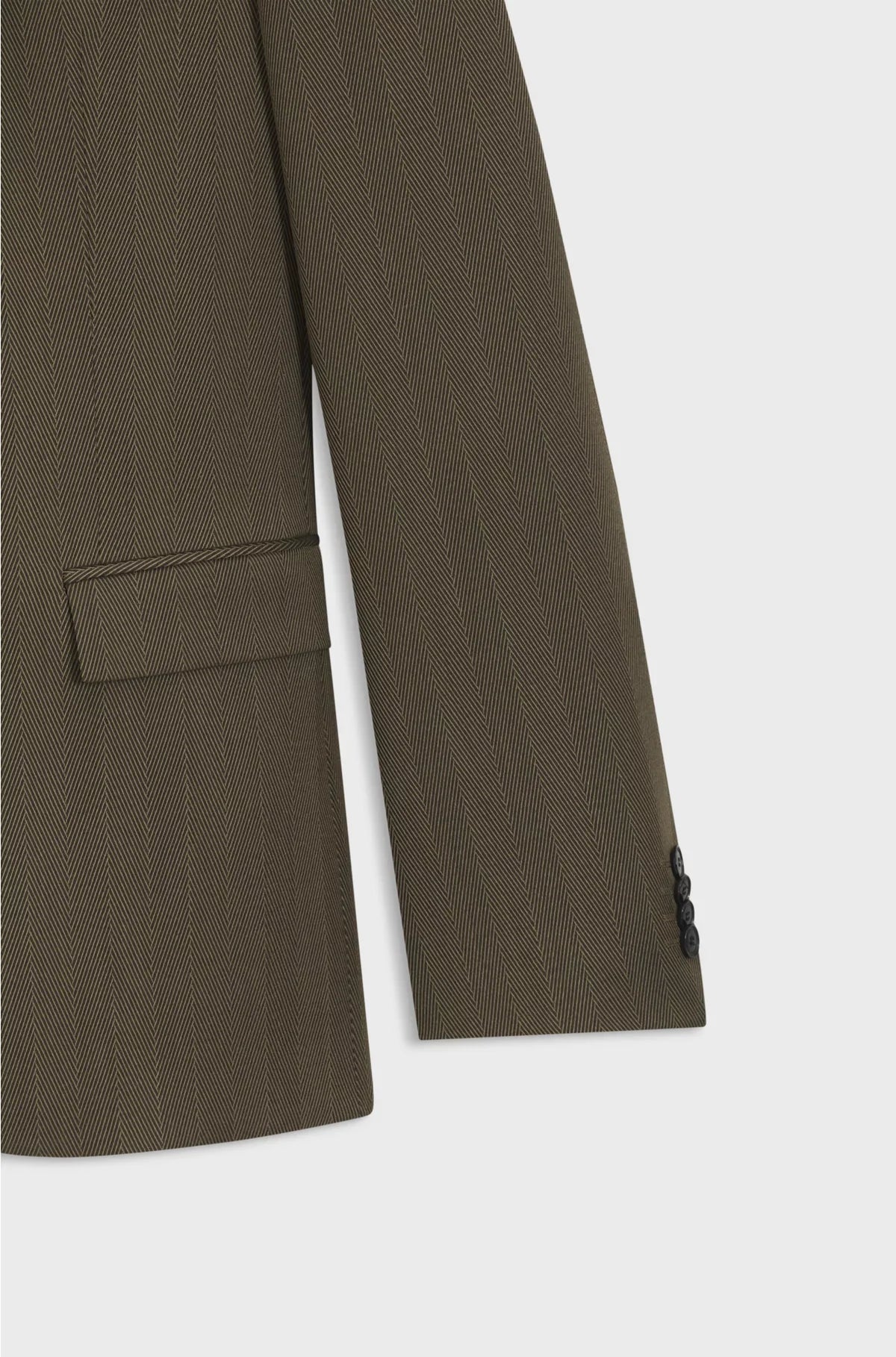 TWO-PIECE SLIM-FIT SUIT IN A HERRINGBONE WOOL BLEND