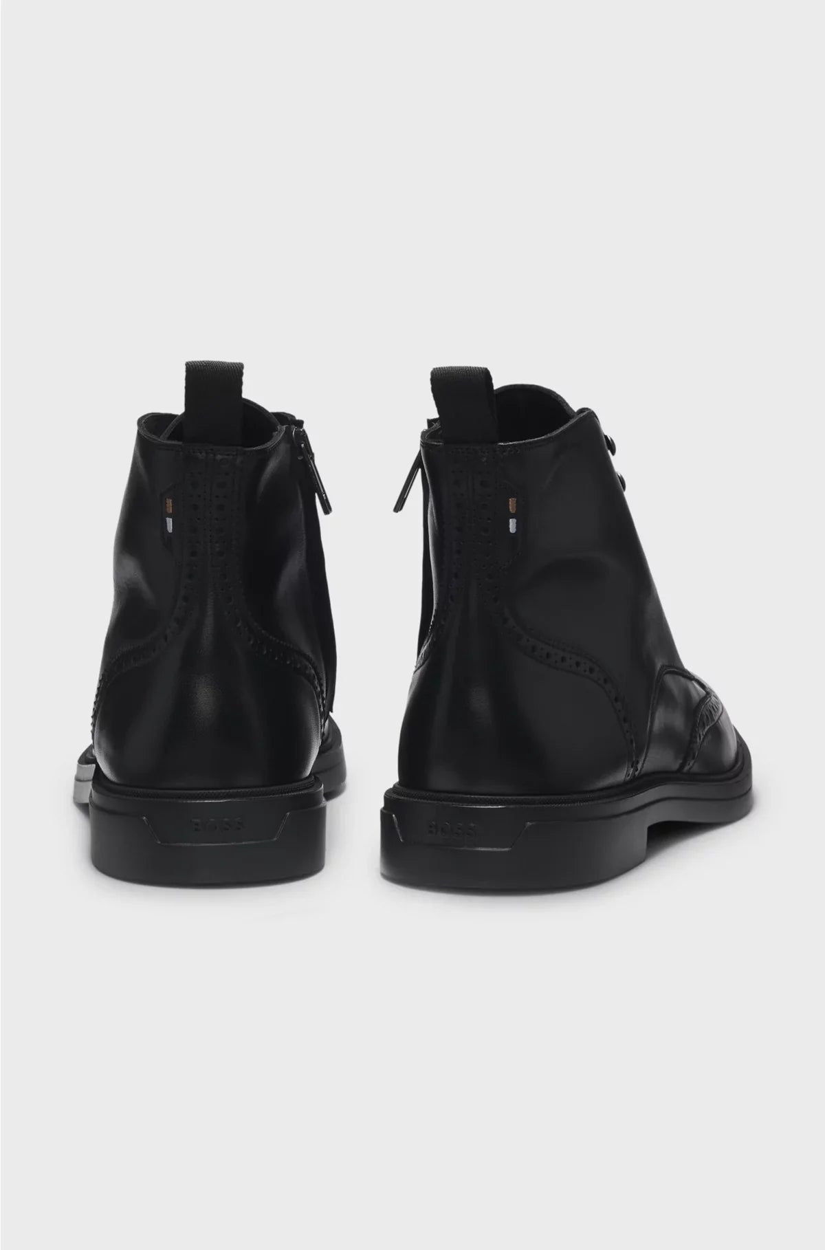 LEATHER HALF BOOTS WITH BROGUE DETAILS