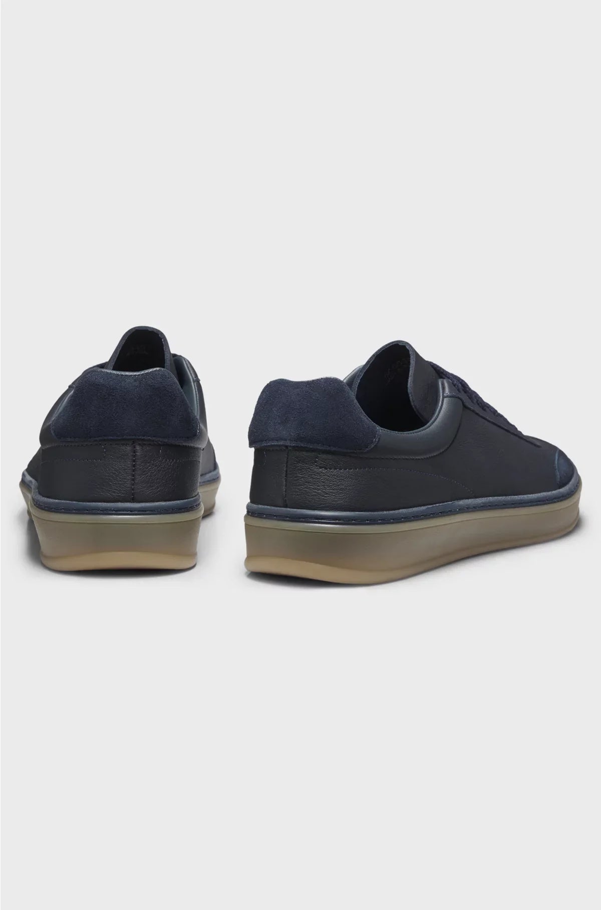 GRAINED-LEATHER TRAINERS WITH SUEDE TRIMS