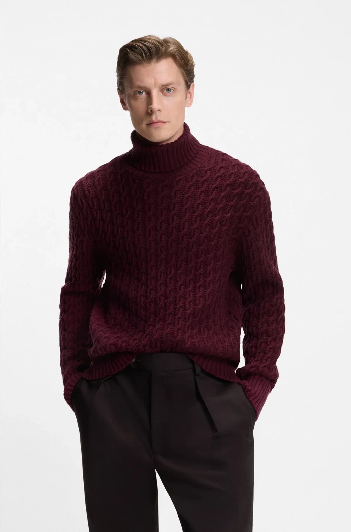 CABLE-KNIT SWEATER IN WOOL AND CASHMERE