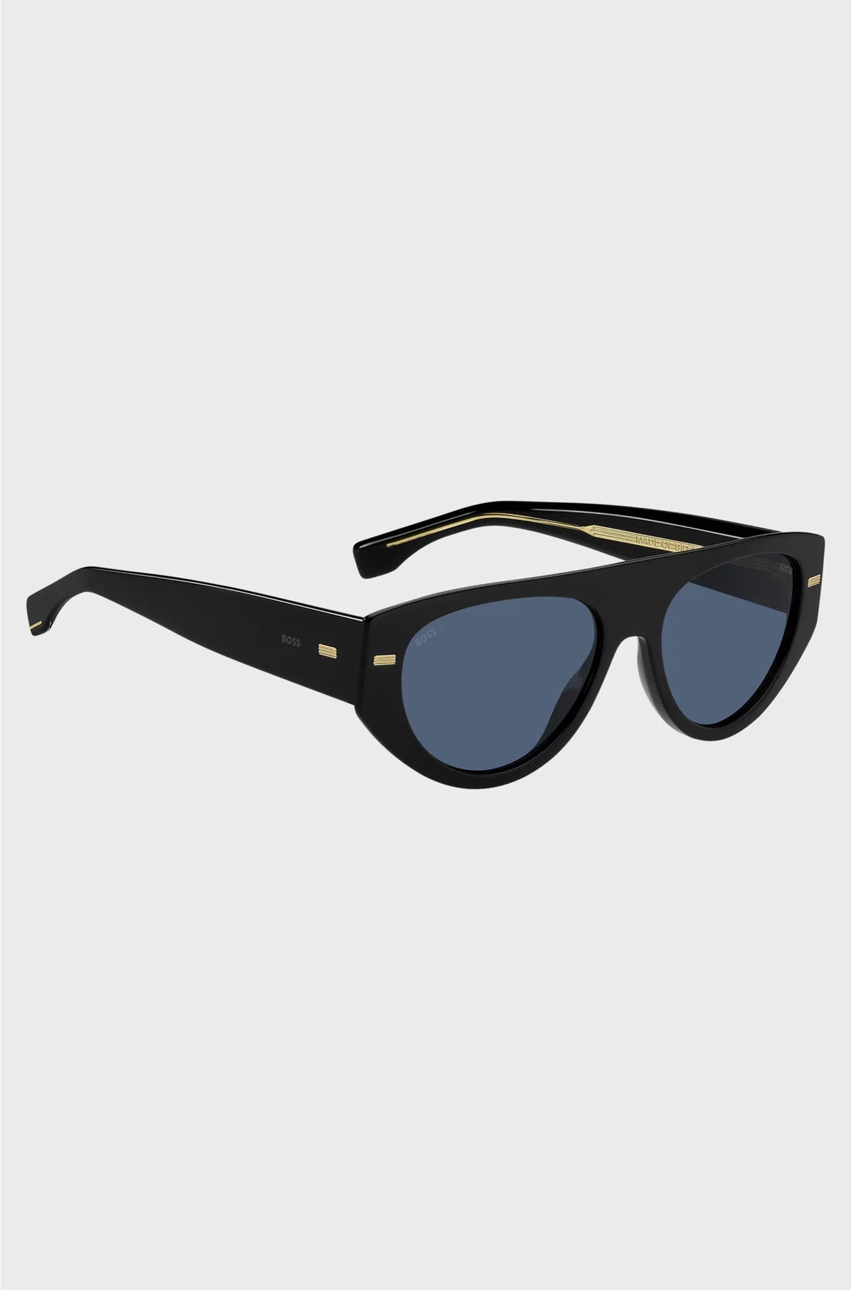 BIO-ACETATE BLACK SUNGLASSES WITH PATTERNED RIVETS