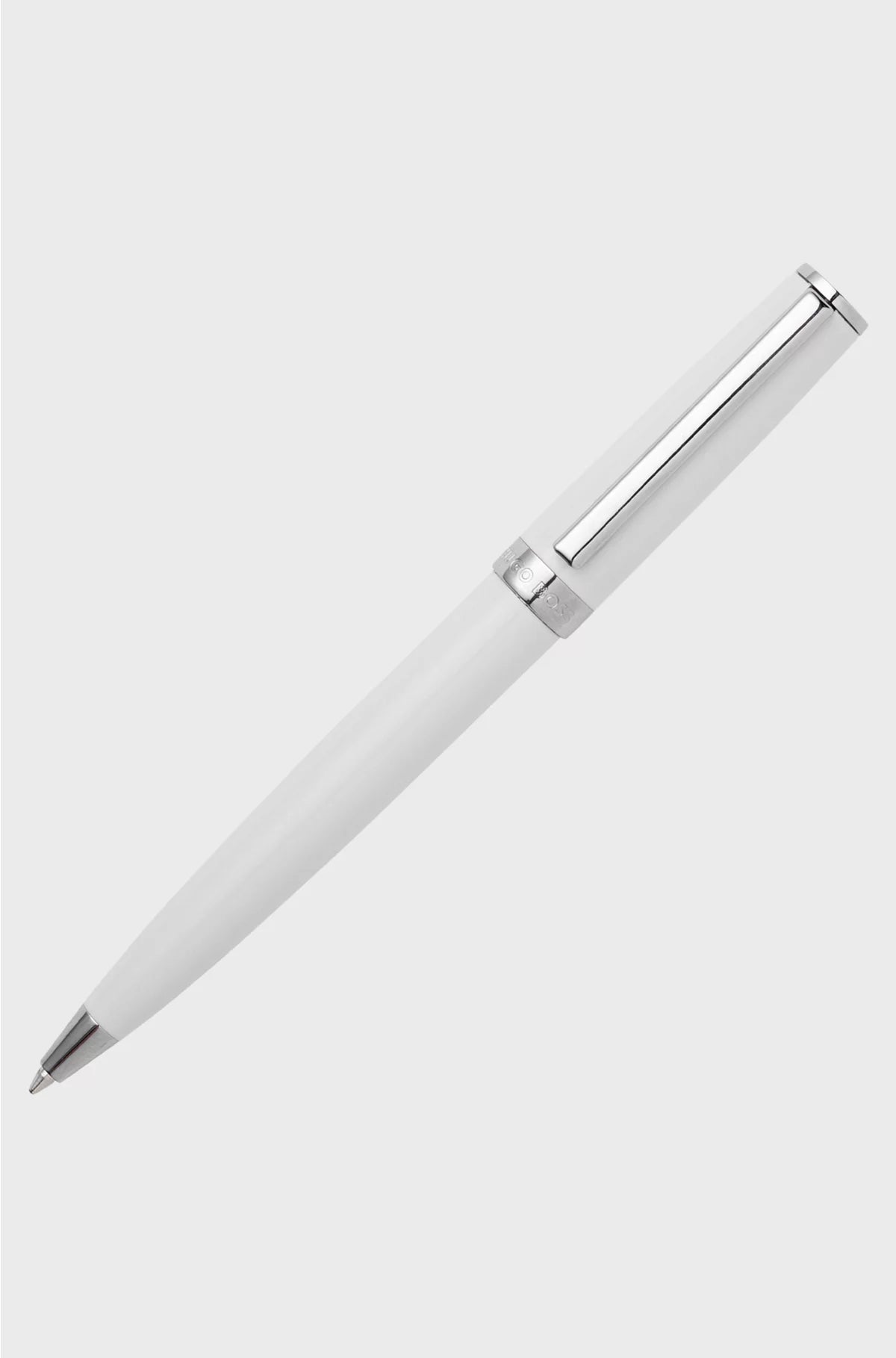 BALLPOINT PEN IN GLOSSY-WHITE LACQUER WITH LOGO RING