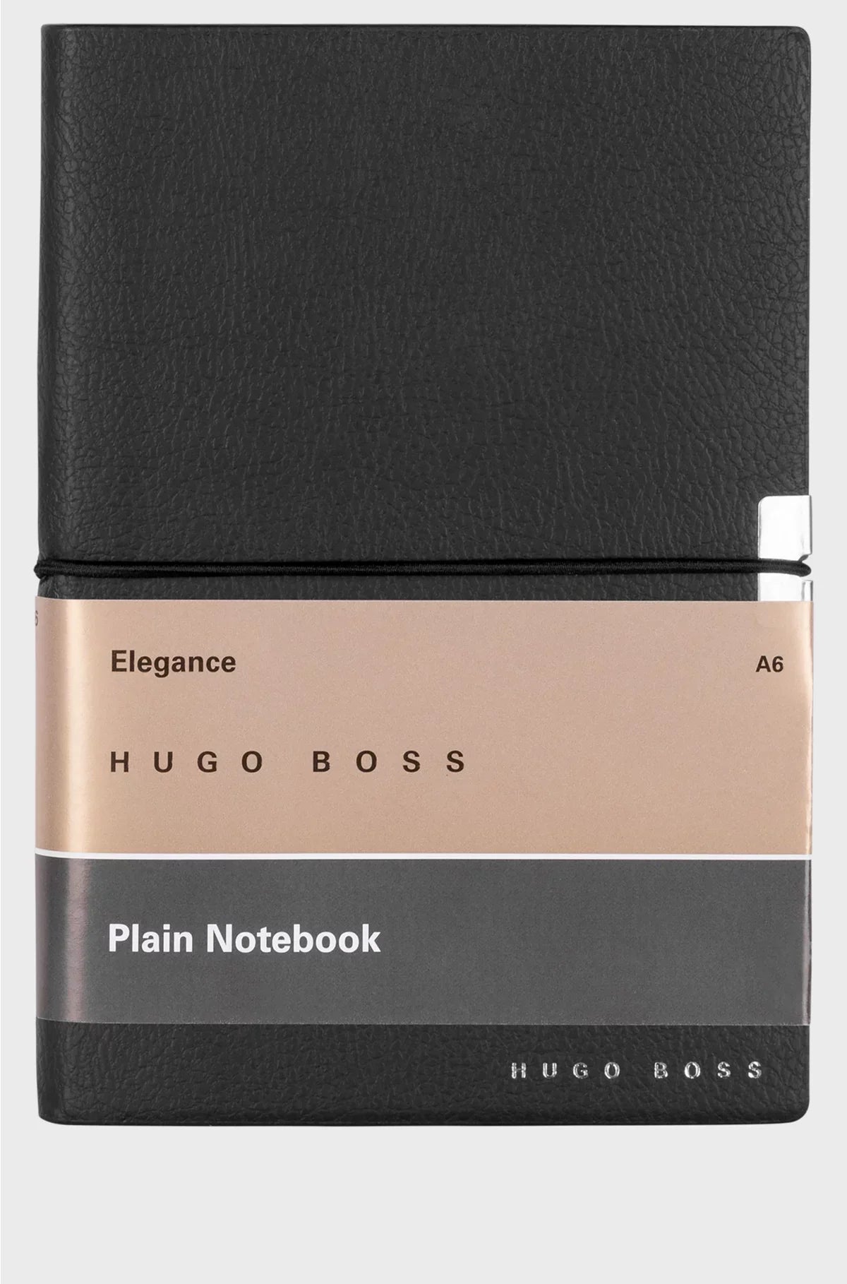 A6 NOTEBOOK IN BLACK FAUX LEATHER WITH ELASTICATED BAND