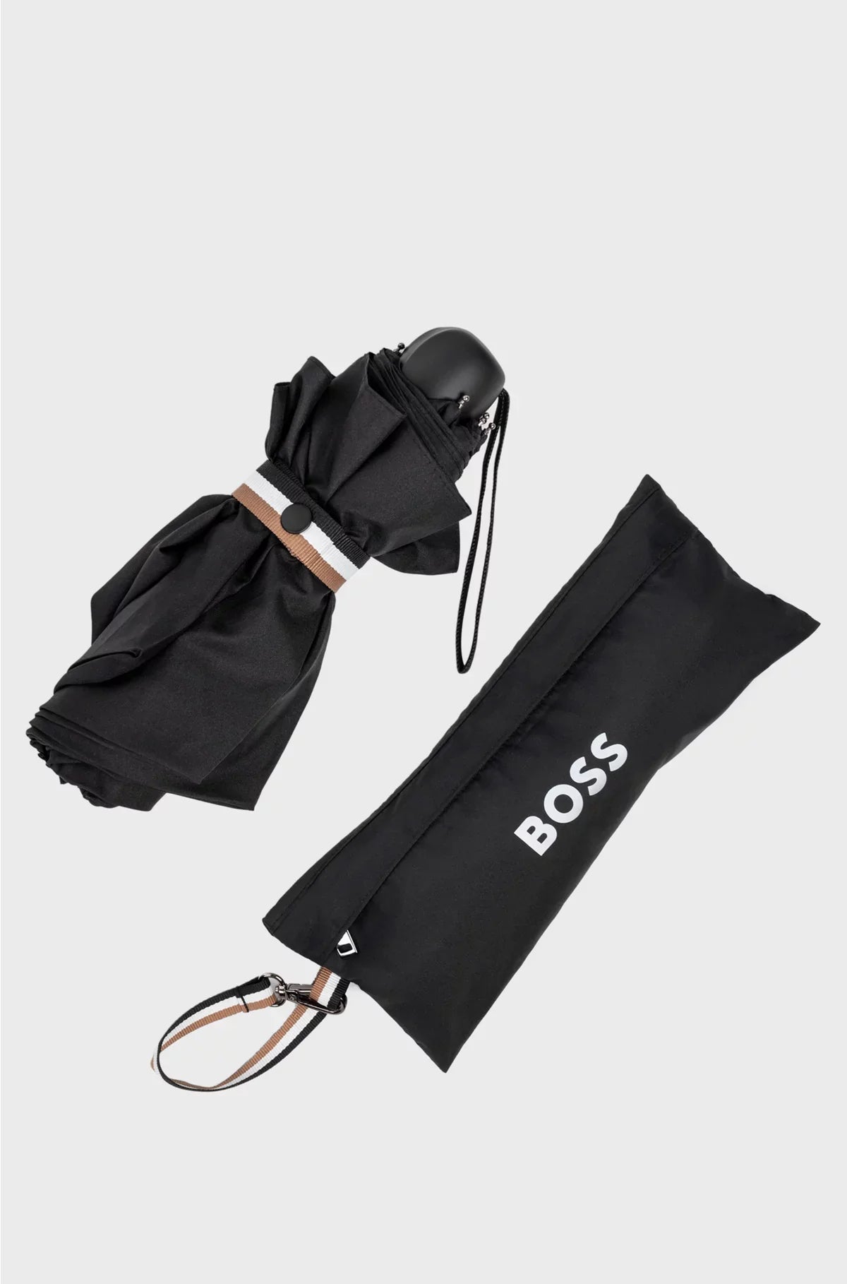 MINI UMBRELLA WITH SIGNATURE-STRIPE CLOSING STRAP