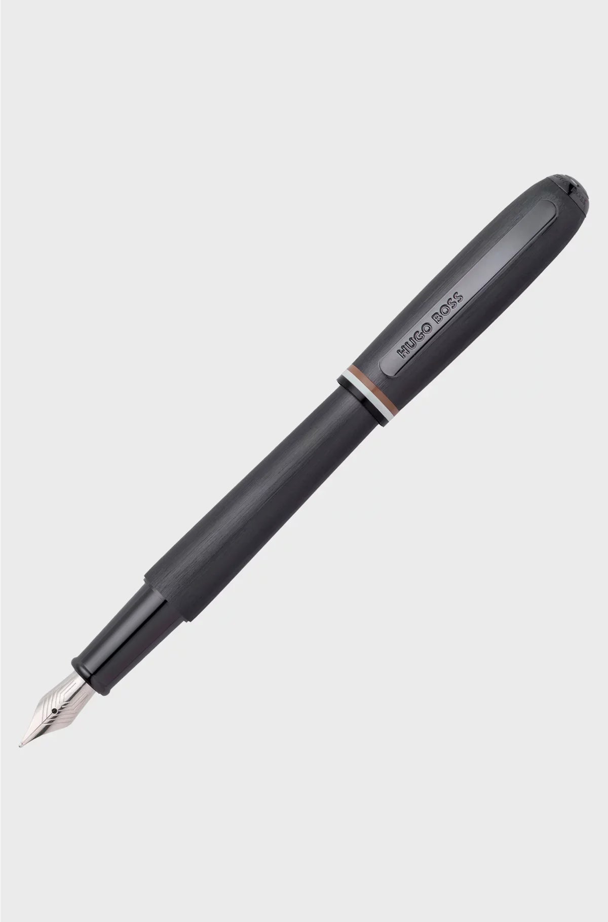 BRUSHED FOUNTAIN PEN WITH SIGNATURE-STRIPE MIDRING