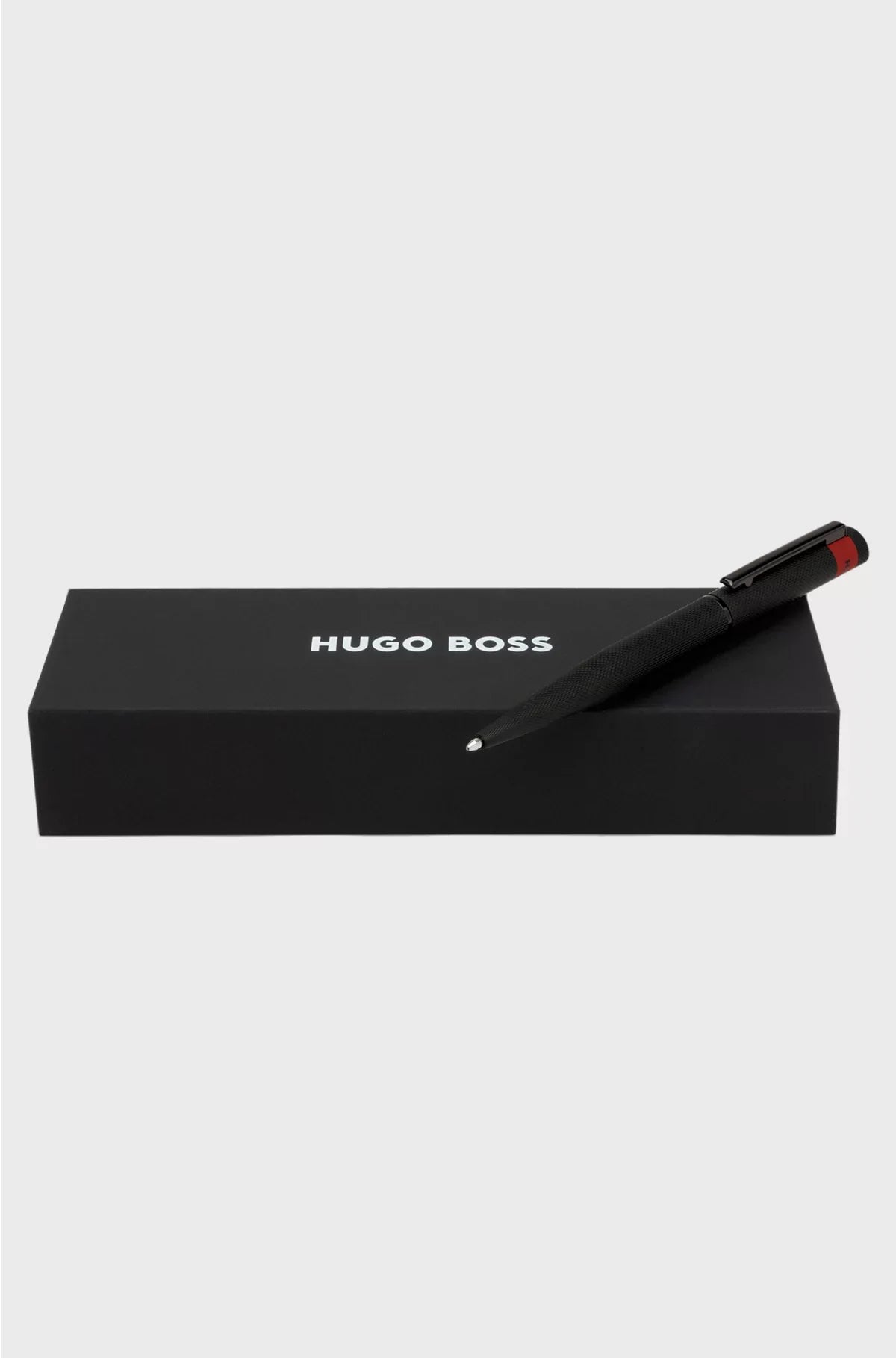 BLACK BALLPOINT PEN WITH MATTE DIAMOND-CUT PATTERN