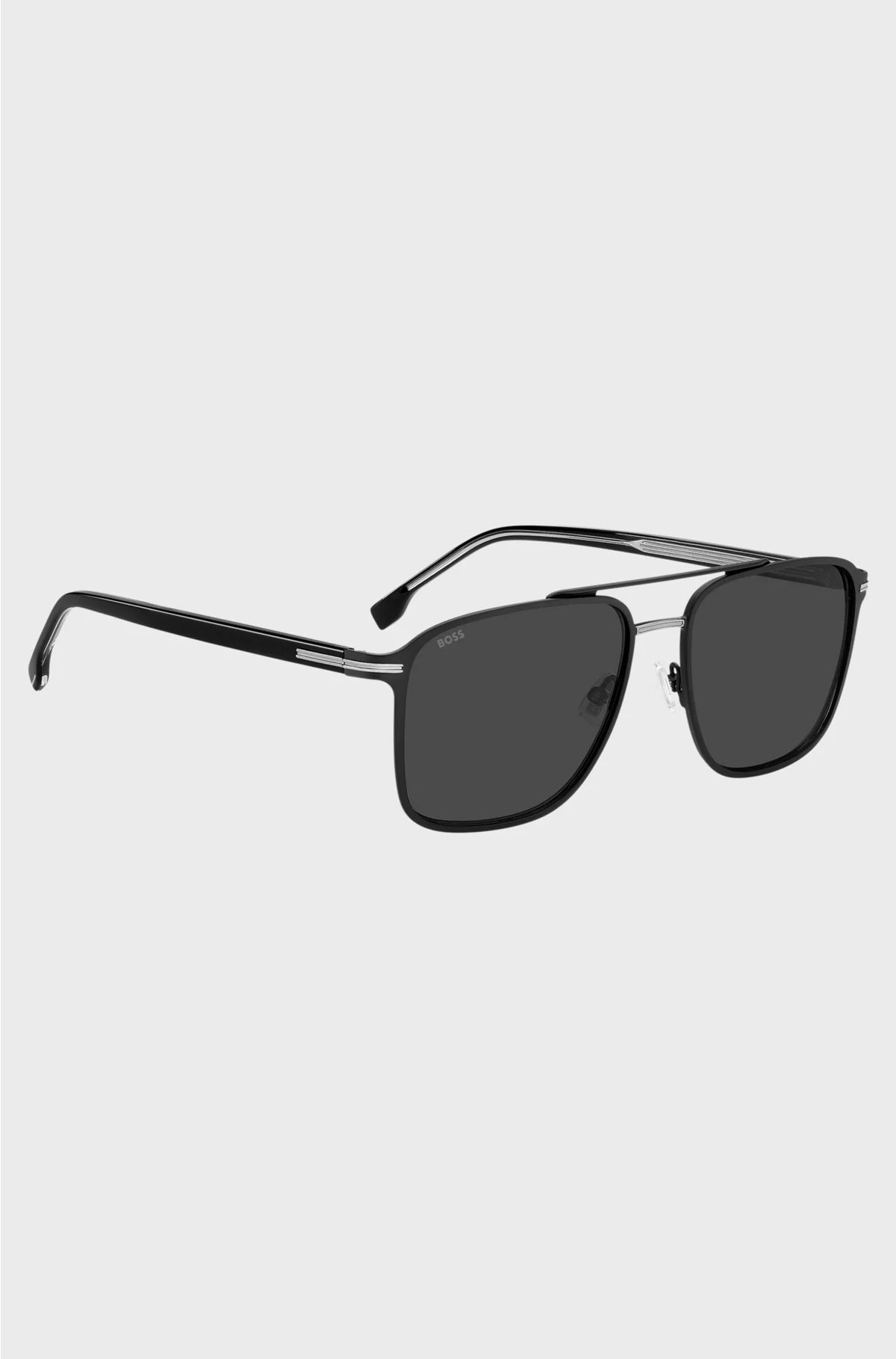 BLACK-STEEL SUNGLASSES WITH ACETATE TEMPLES